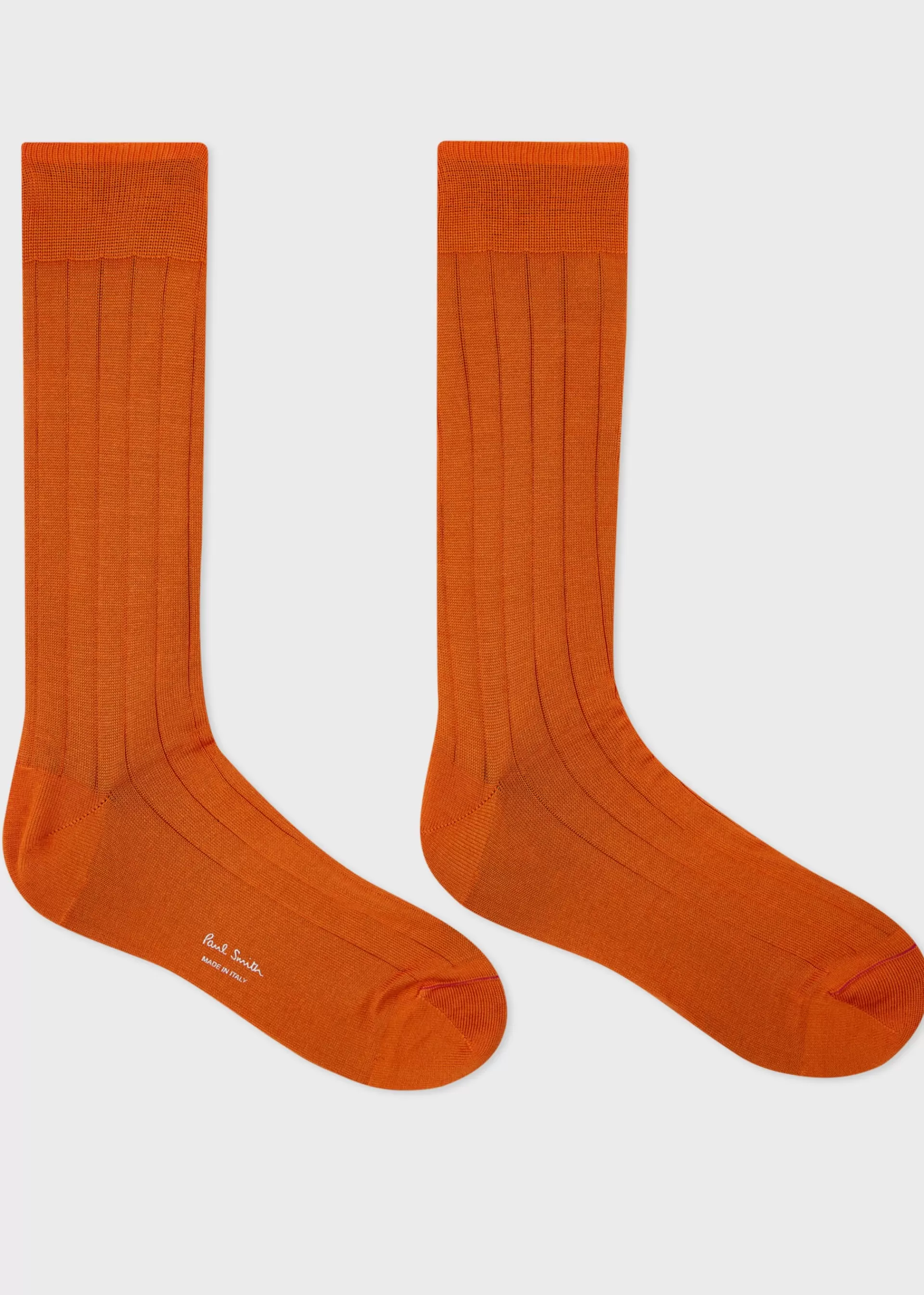 Burnt Orange Mercerised Cotton-Blend Ribbed Socks>Paul Smith New