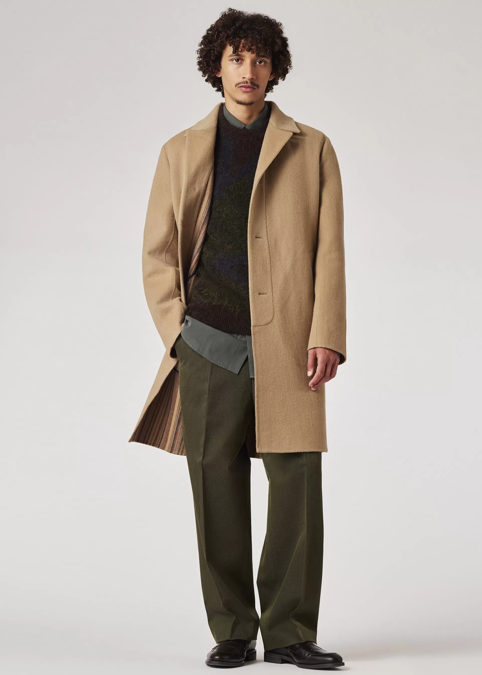 Double-Face 'Signature Stripe' Wool Overcoat>Paul Smith Flash Sale