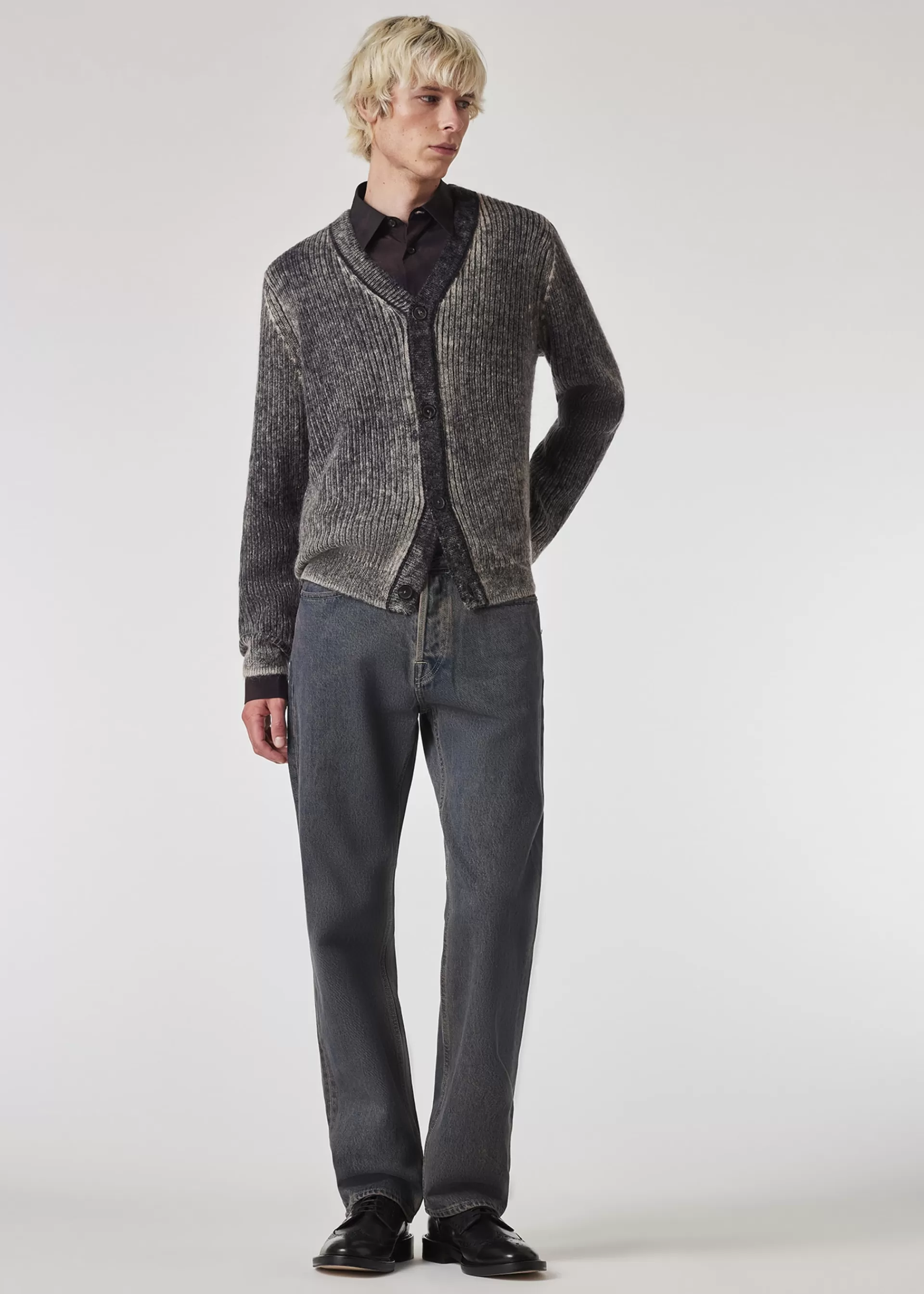 Acid-Wash Print Effect Wool-Mohair Cardigan>Paul Smith Outlet