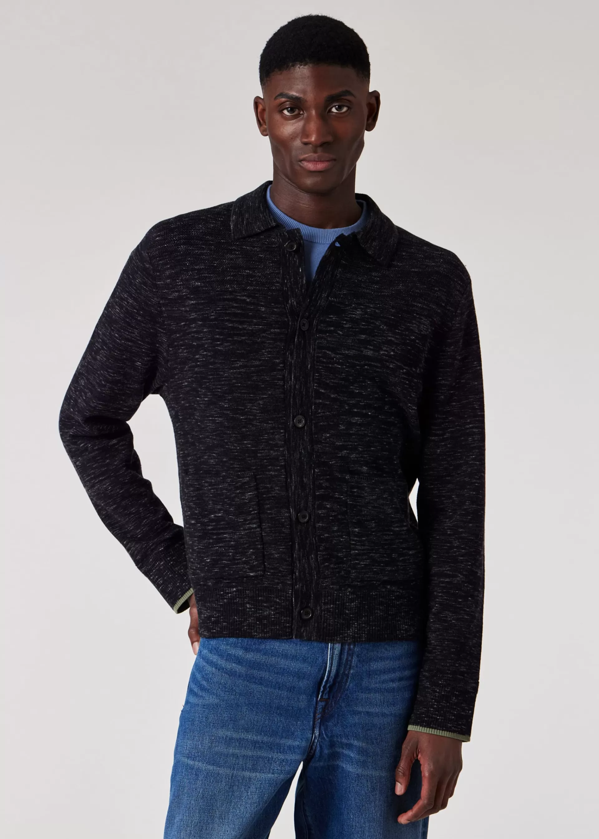 Charcoal Marl Cotton and Wool-Blend Cardigan>Paul Smith Cheap