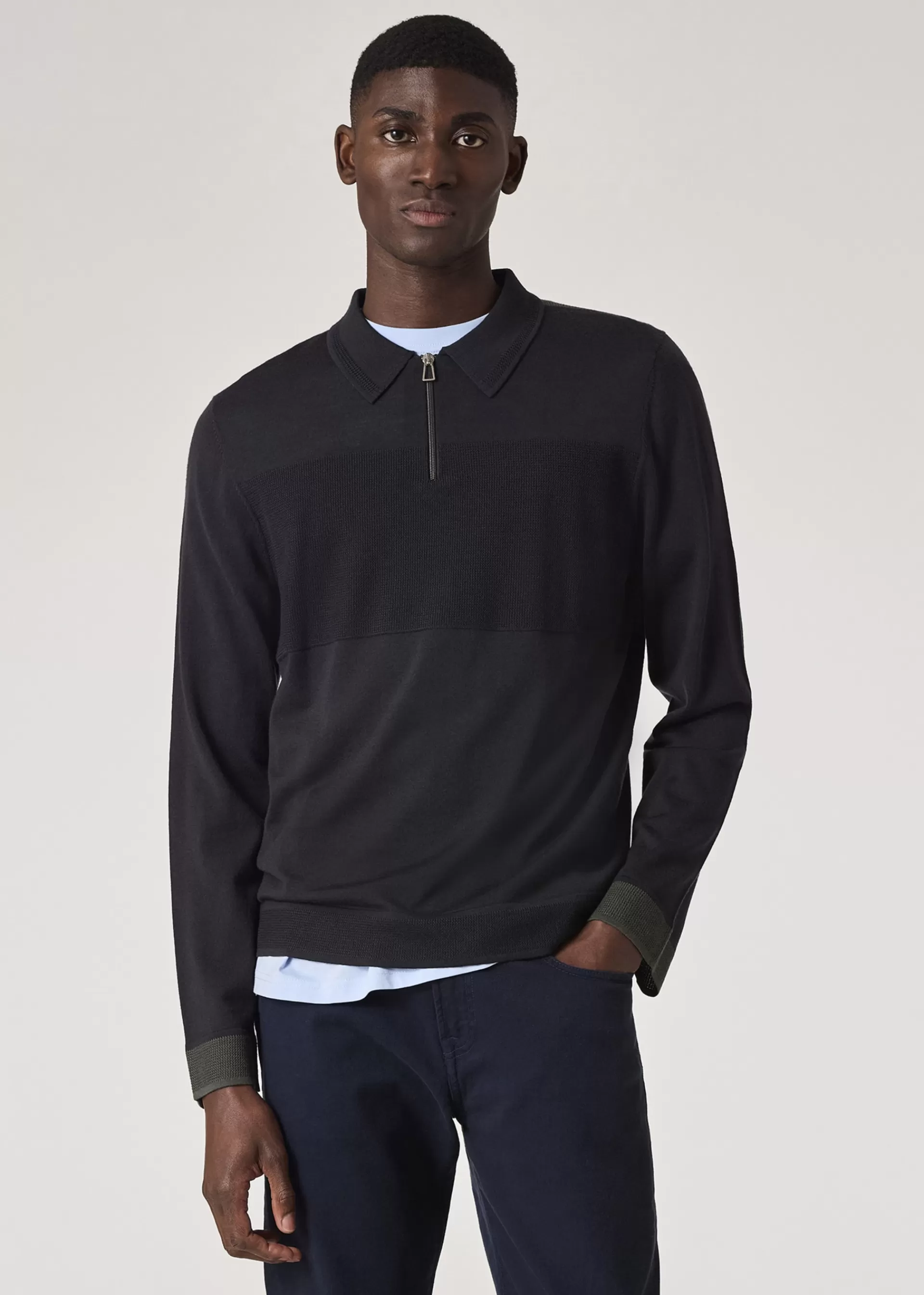 Washable Merino Knitted Zip Polo Shirt>Paul Smith Outlet