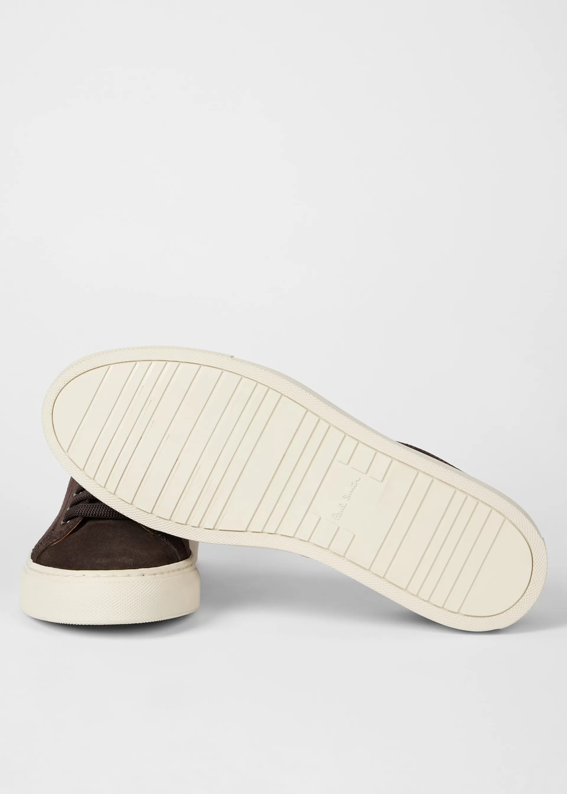 Chocolate Brown Suede 'Beck' Trainers With 'Signature Stripe' Heel Panels>Paul Smith New