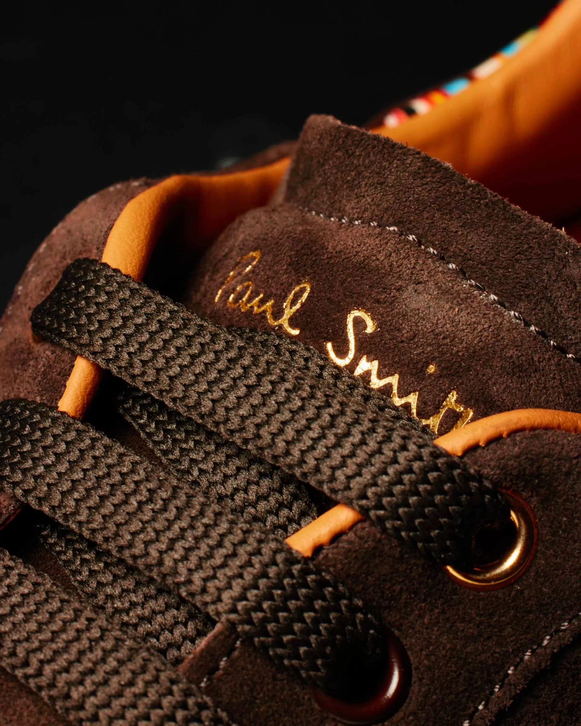 Chocolate Brown Suede 'Beck' Trainers With 'Signature Stripe' Heel Panels>Paul Smith New