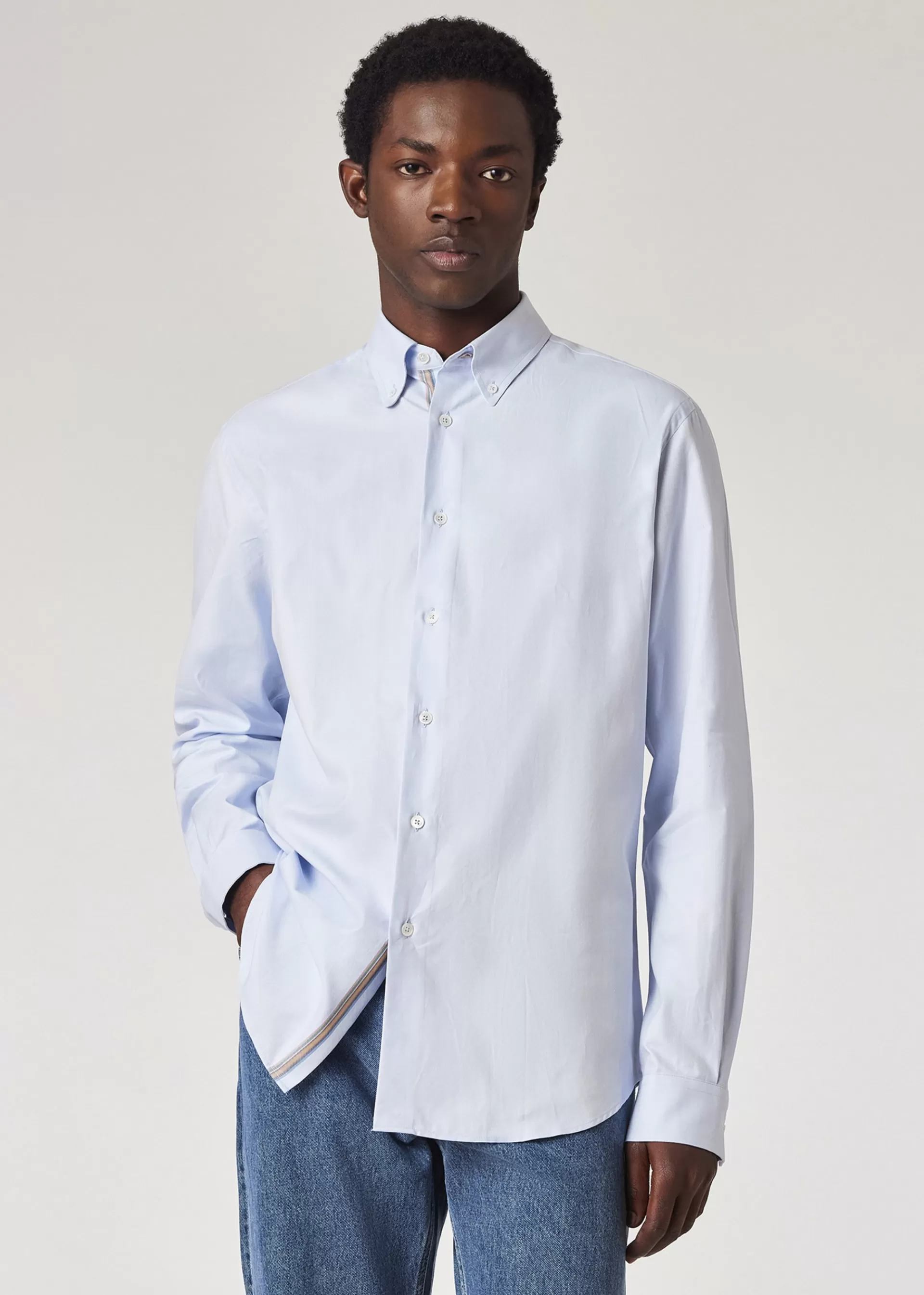 Classic-Fit Pale Blue Oxford Cotton Button-Down Shirt>Paul Smith Fashion