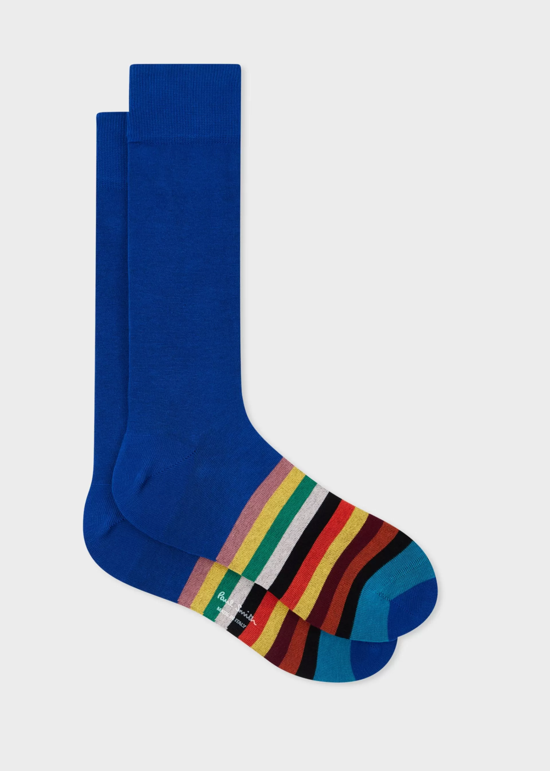 Cobalt Blue Stripe Tipping Socks>Paul Smith Fashion