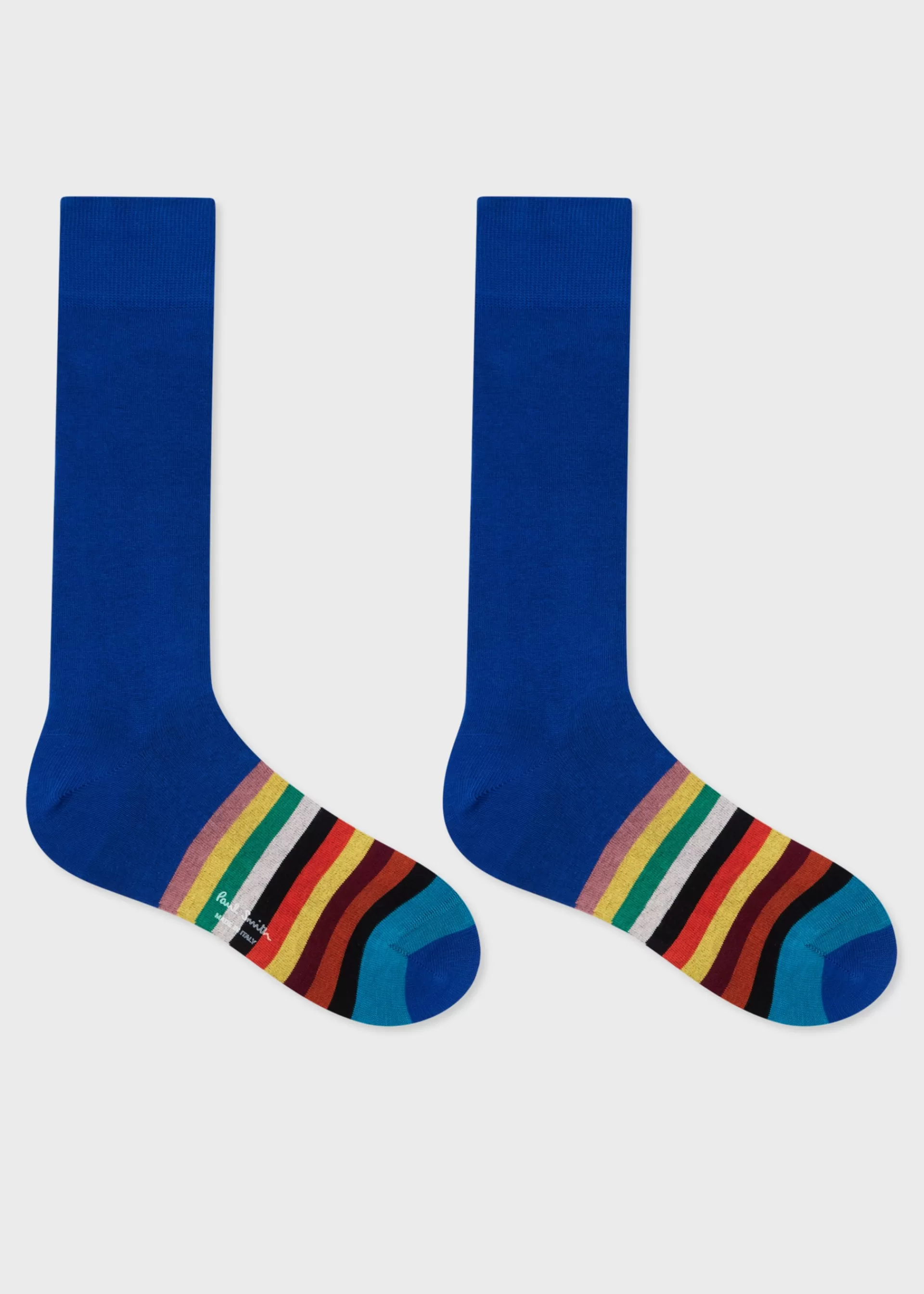 Cobalt Blue Stripe Tipping Socks>Paul Smith Fashion