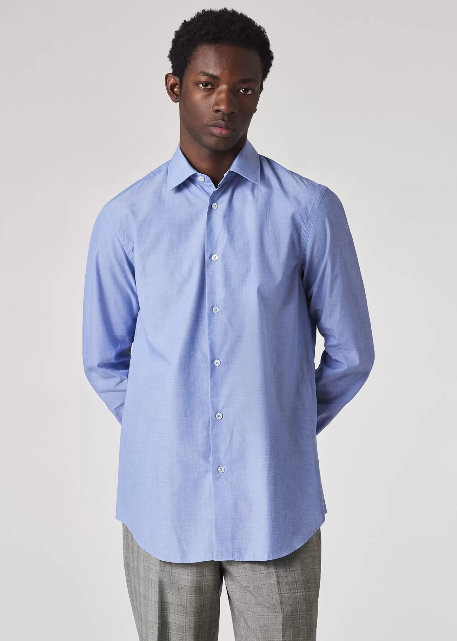 Cornflower Tailored-Fit Pale Cotton Shirt>Paul Smith Discount