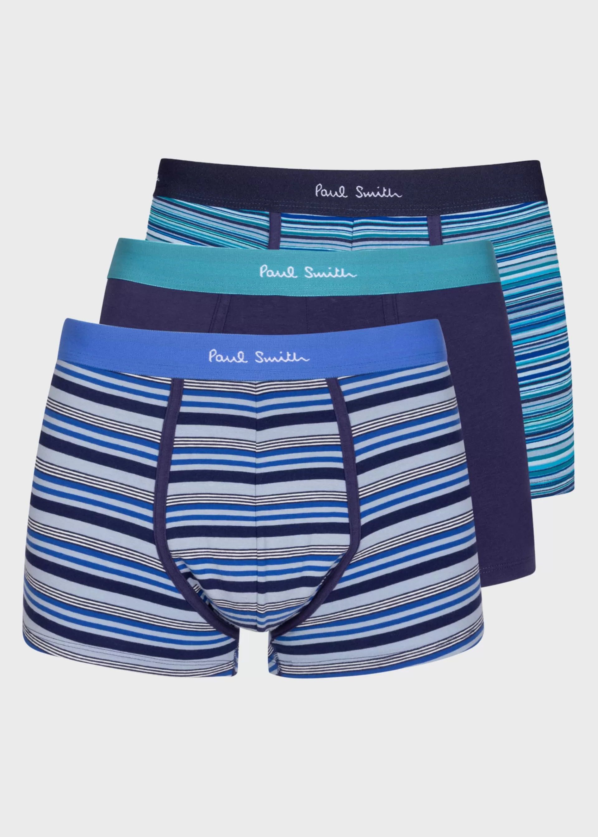 Cotton-Blend Navy Stripe Mixed Boxer Briefs Three Pack>Paul Smith Store