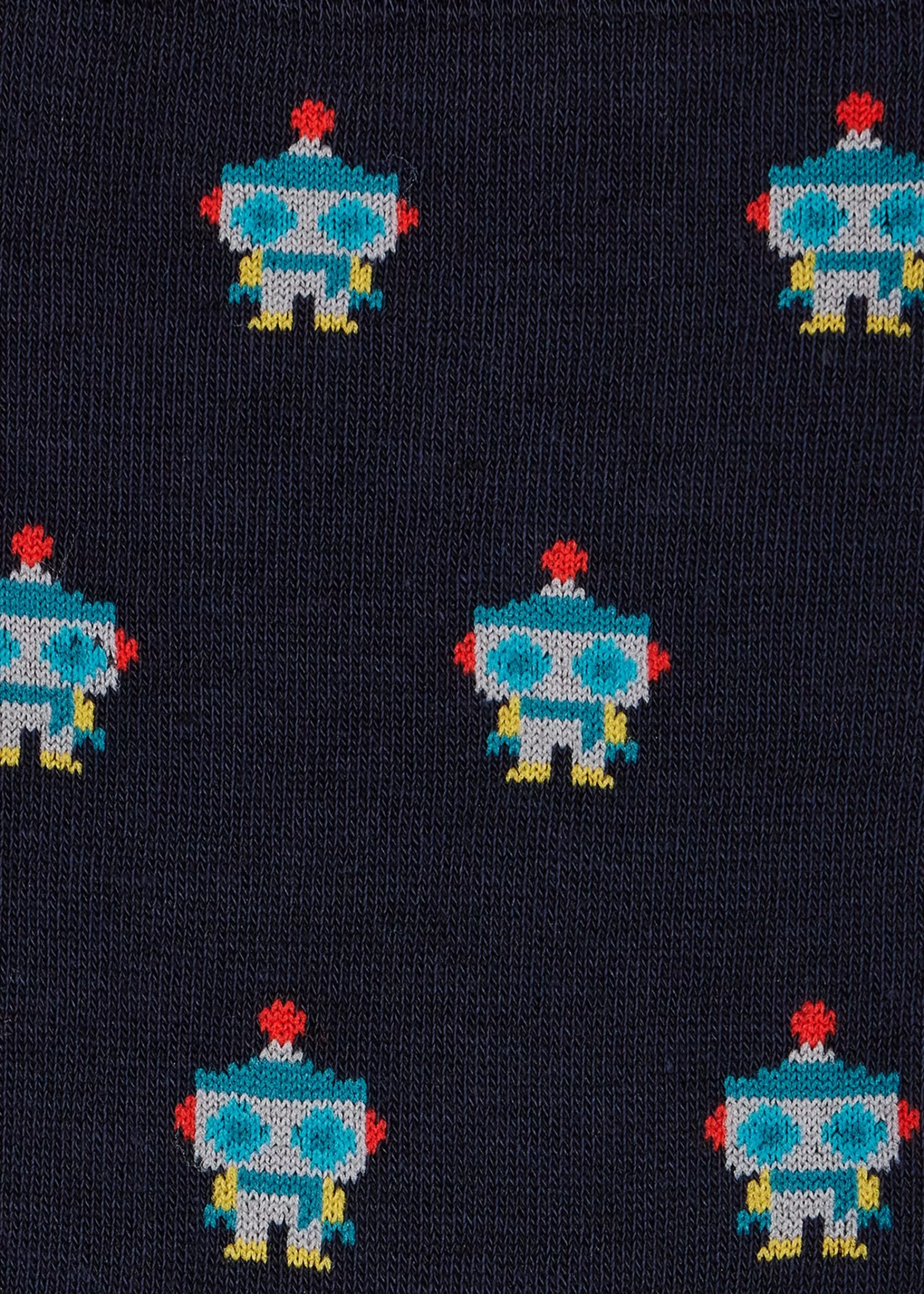 Dark Blue Cotton-Blend 'Robot' Socks>Paul Smith Best Sale