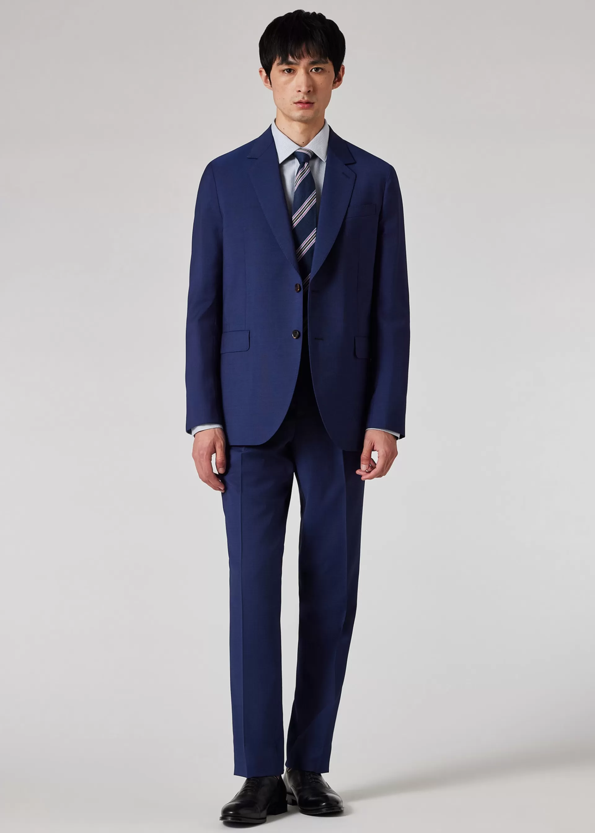 Dark Blue Linen-Blend Block Stripe Tie>Paul Smith Best