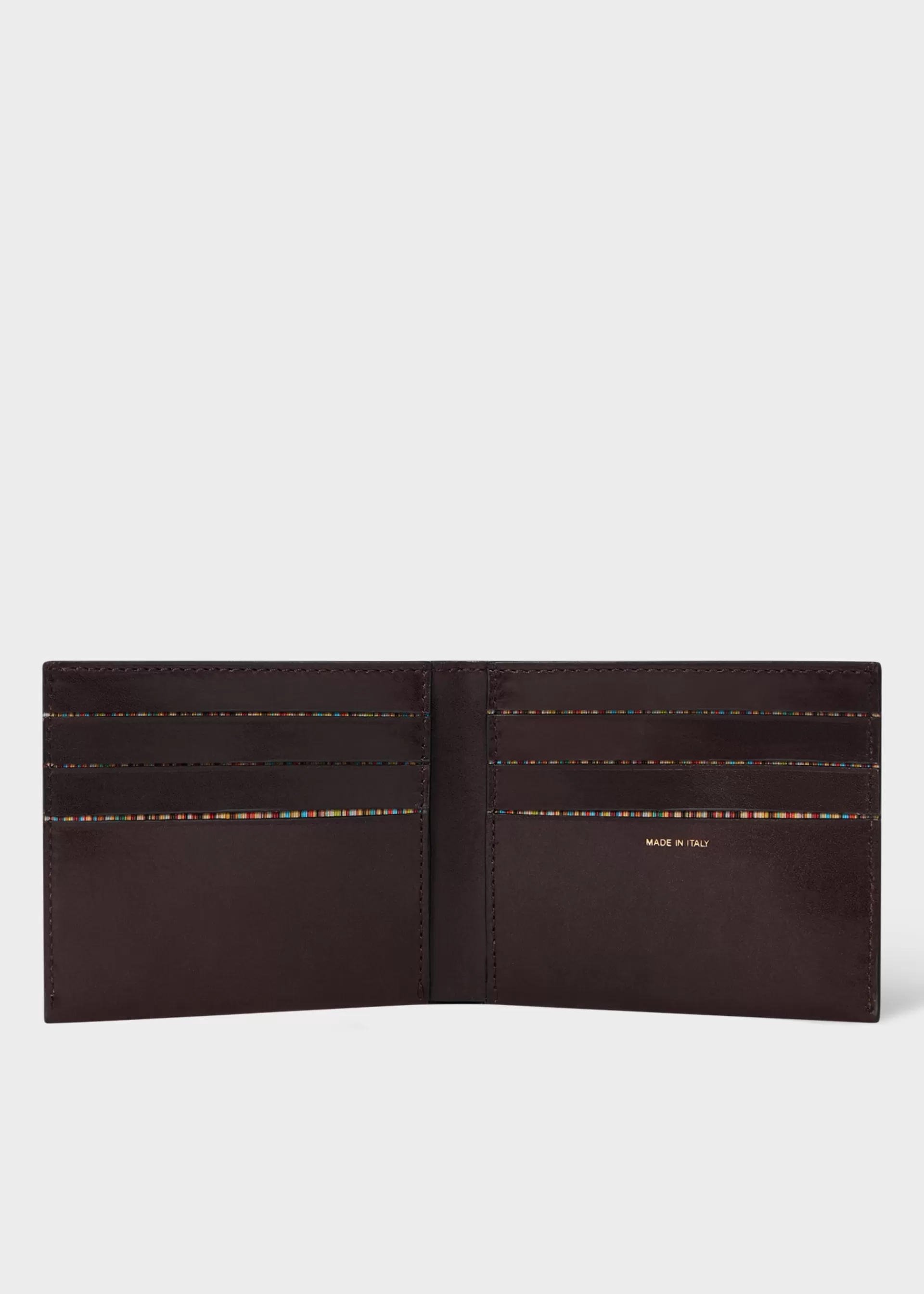 Dark Brown Compact Billfold Leather Wallet>Paul Smith Outlet