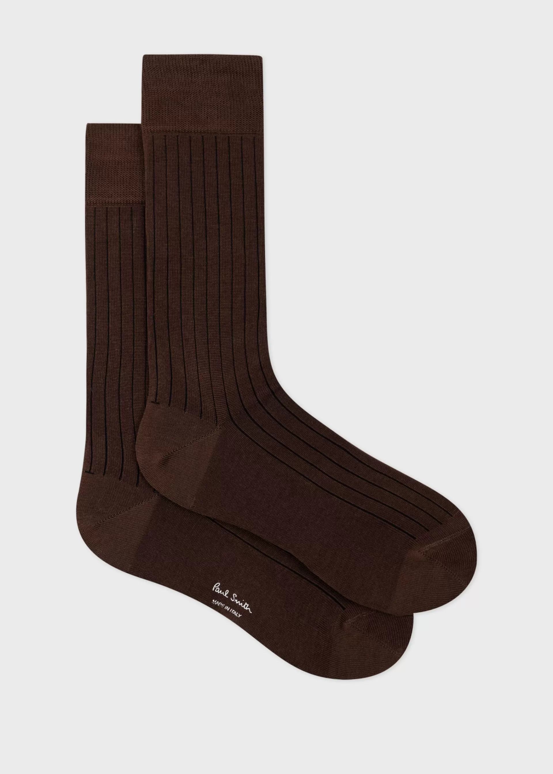 Dark Brown Ribbed Cotton-Blend Socks>Paul Smith Best Sale