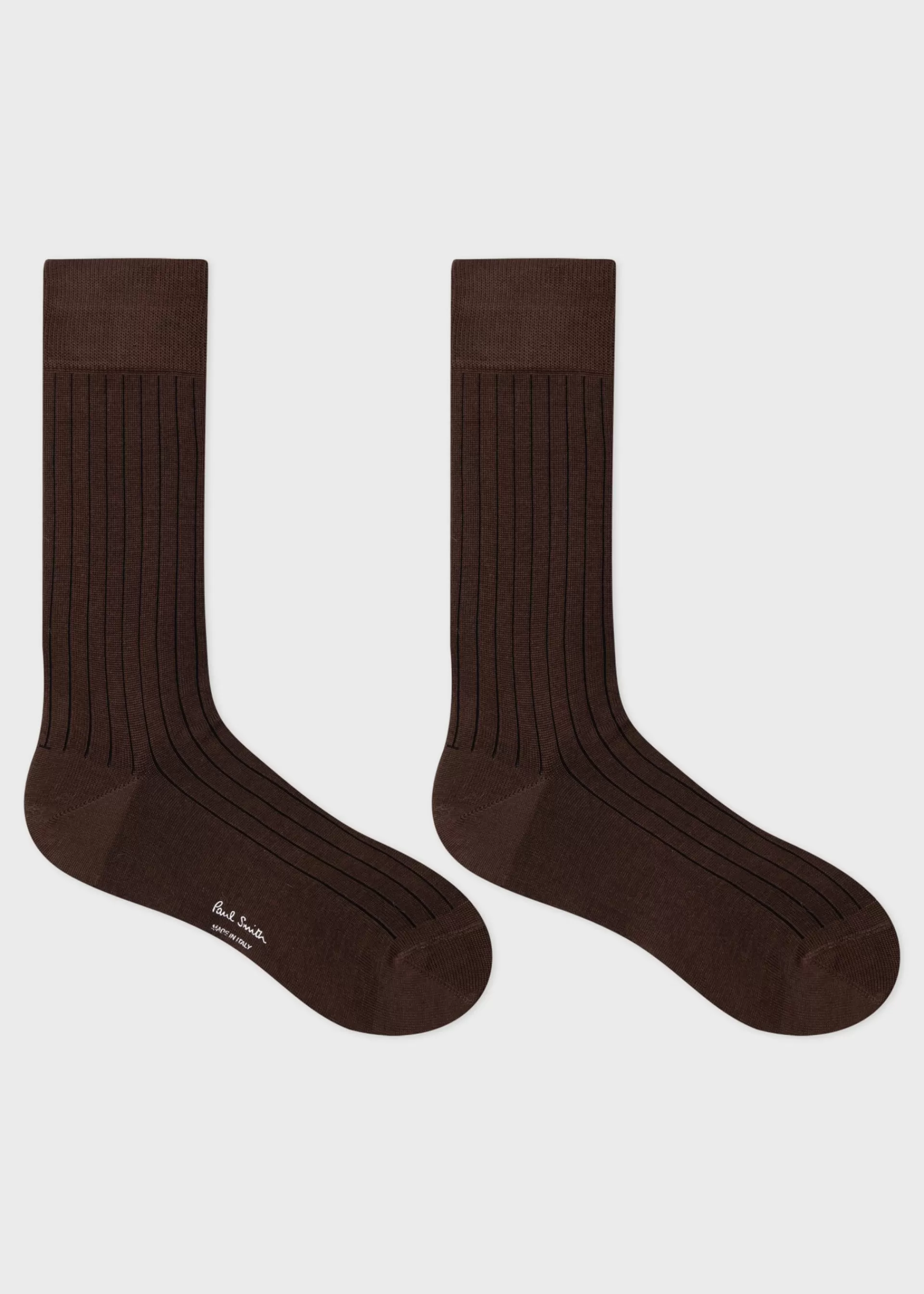 Dark Brown Ribbed Cotton-Blend Socks>Paul Smith Best Sale