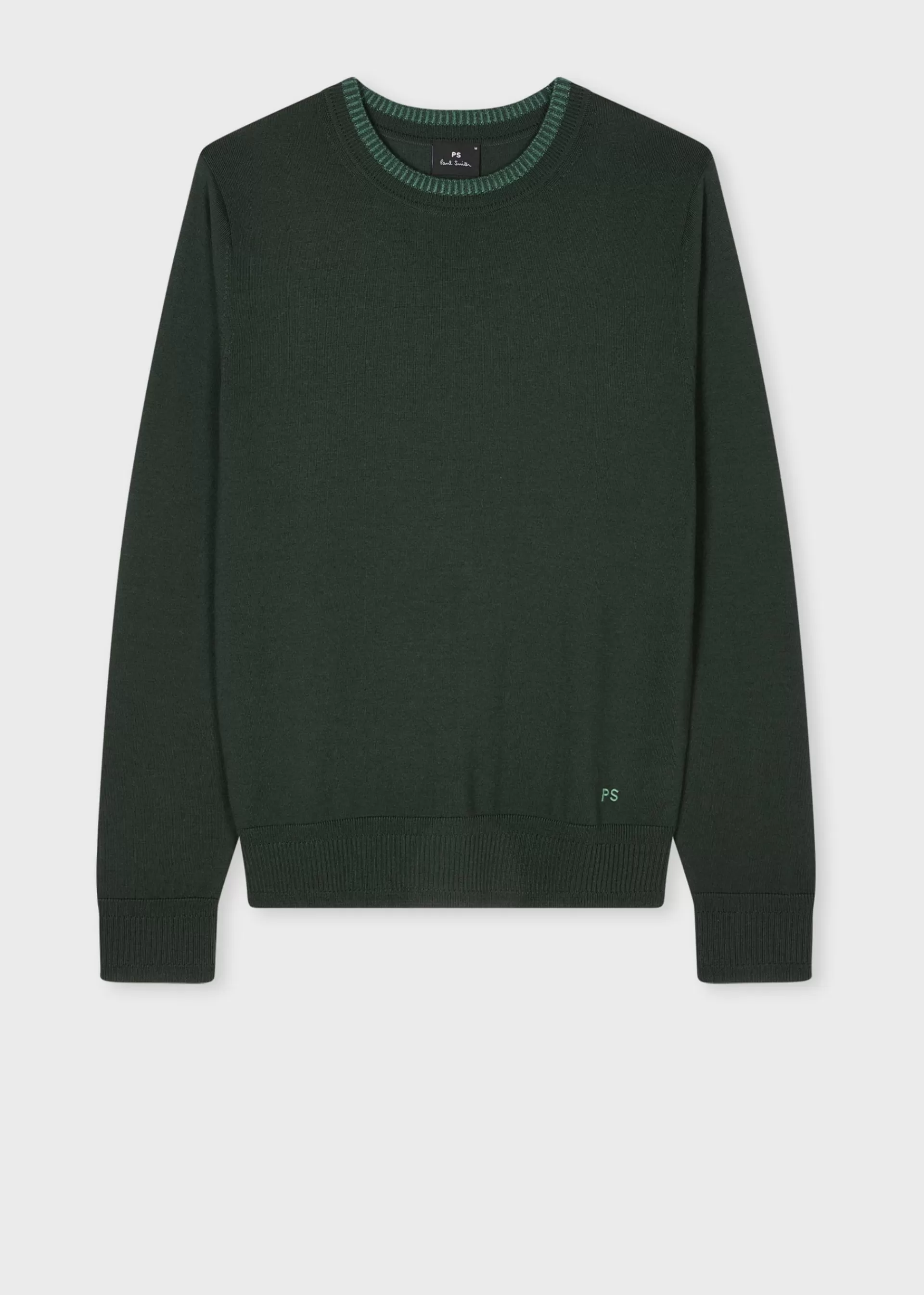 Dark Green Contrast-Collar Merino Wool Sweater>Paul Smith New