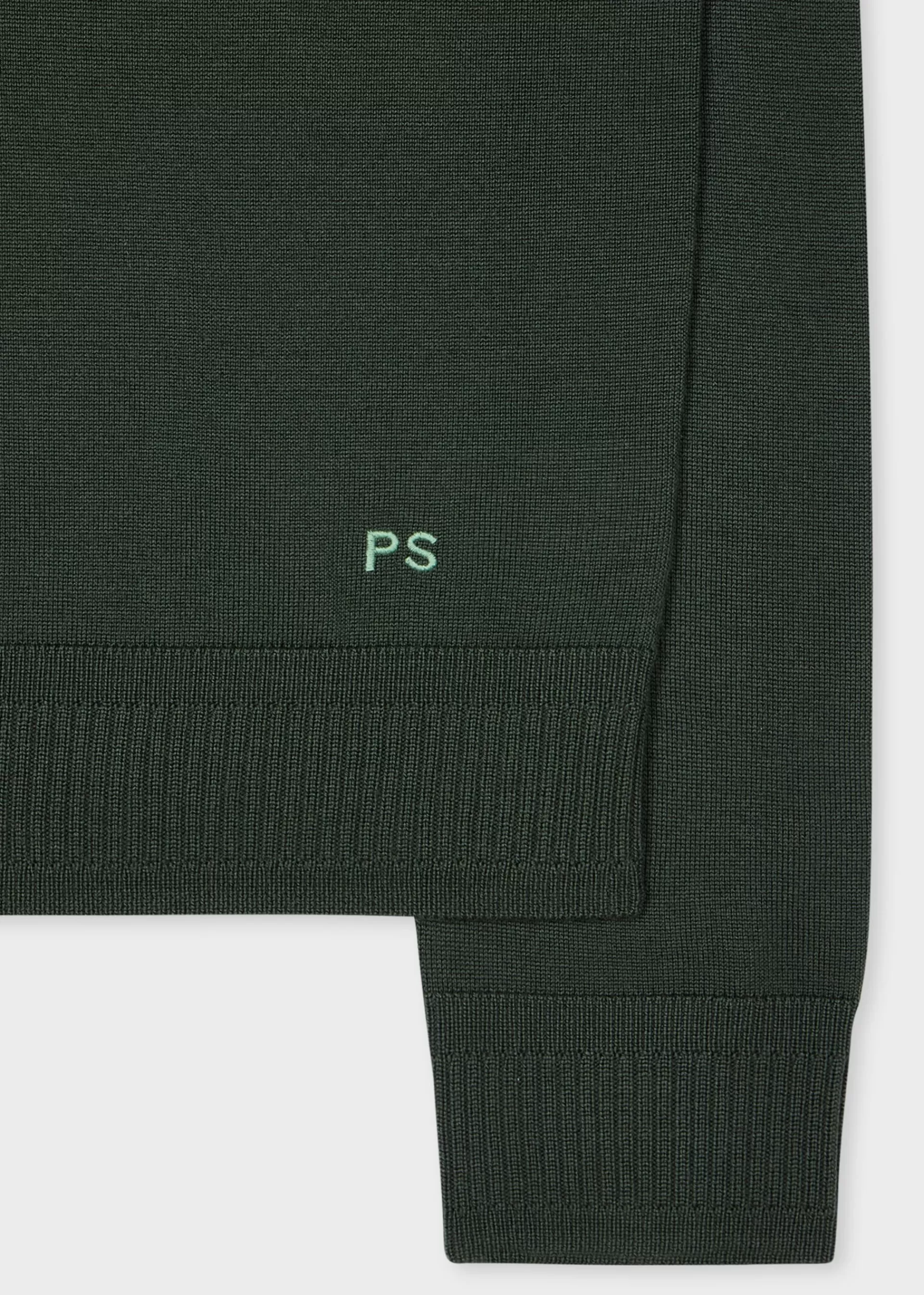 Dark Green Contrast-Collar Merino Wool Sweater>Paul Smith New