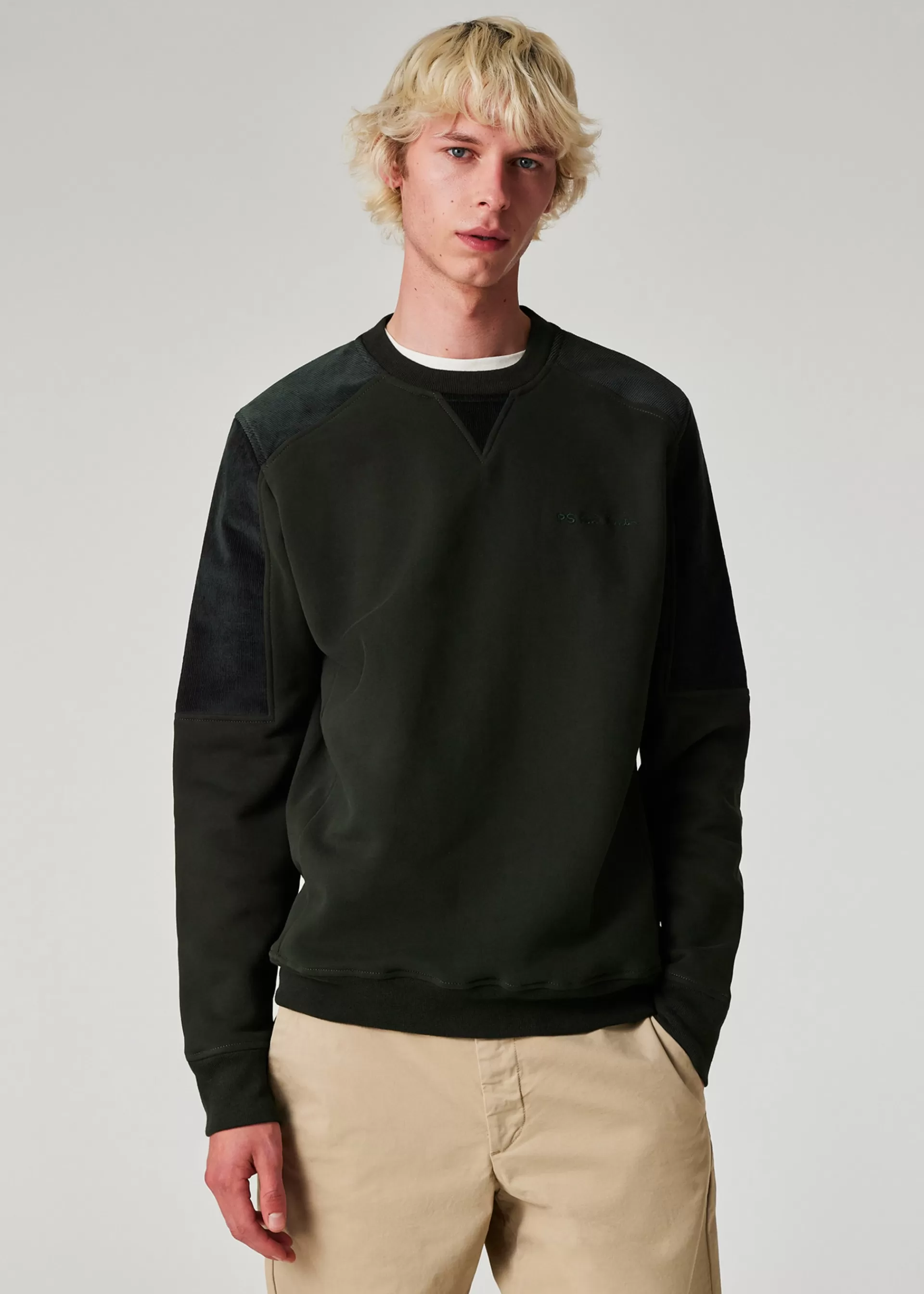 Dark Green Corduroy-Panel Sweatshirt>Paul Smith New