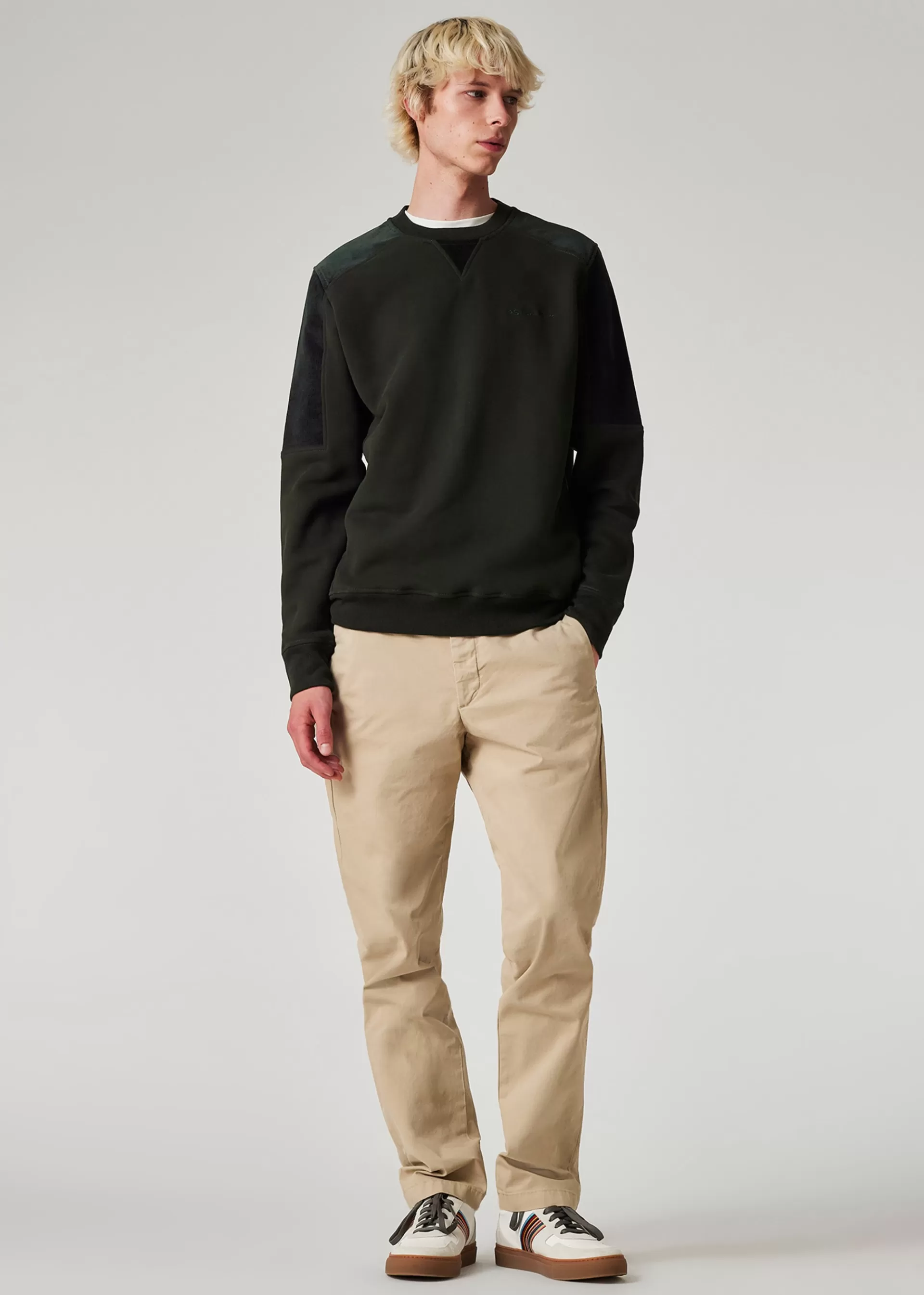Dark Green Corduroy-Panel Sweatshirt>Paul Smith New
