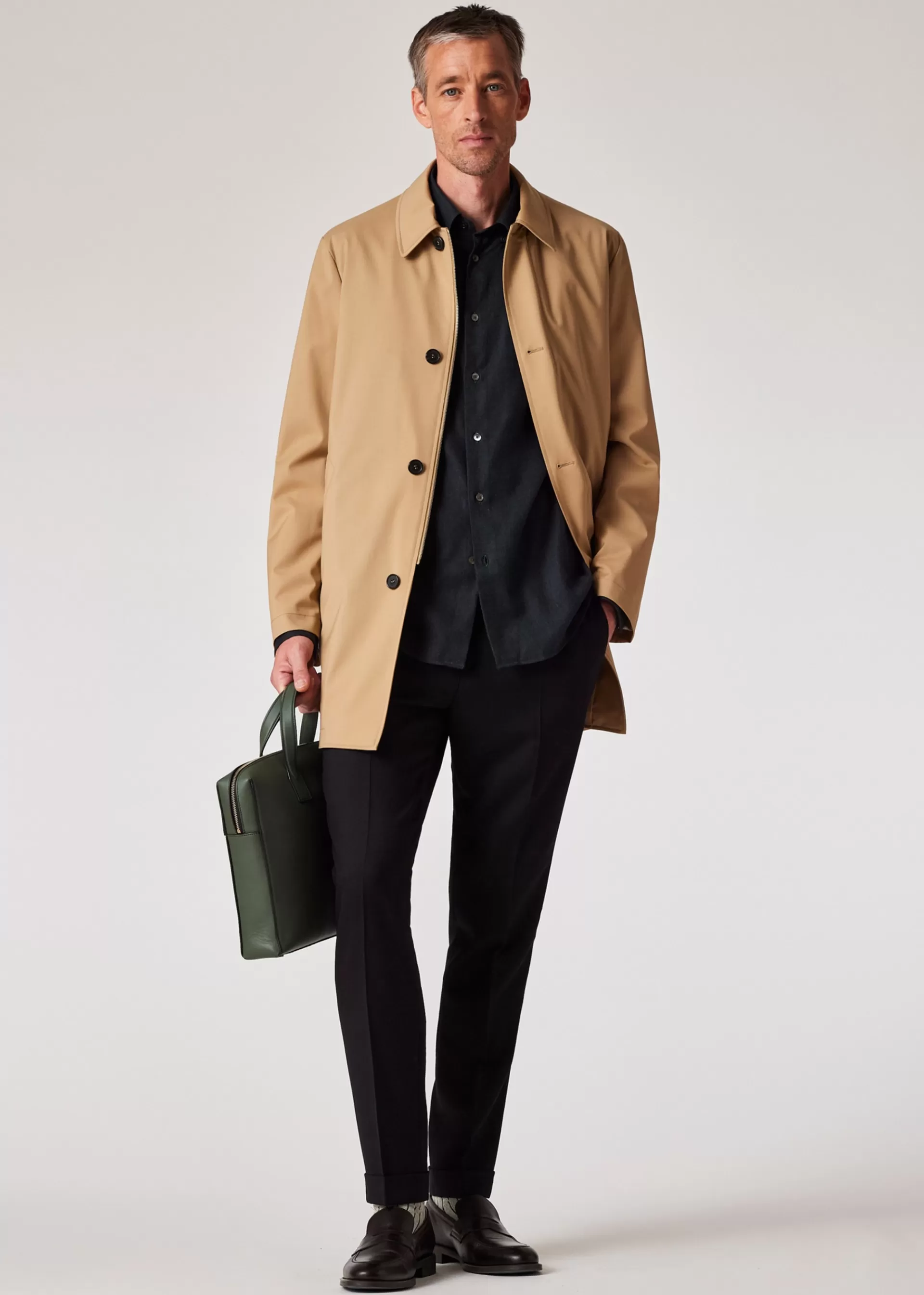 Dark Green Cotton-Lyocell Flannel Button-Down Shirt>Paul Smith Outlet