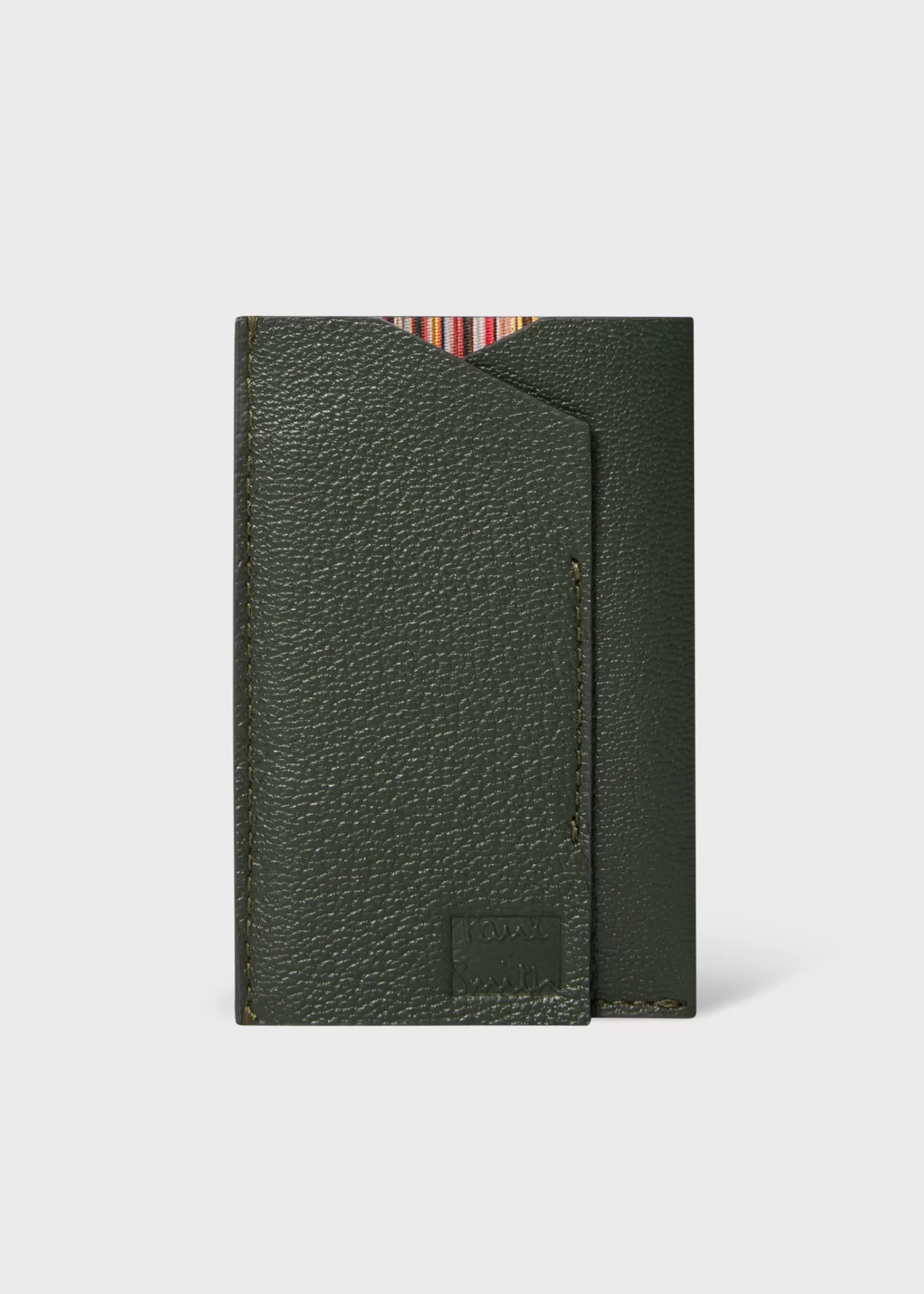 Dark Green Grained Leather Card Holder>Paul Smith Flash Sale