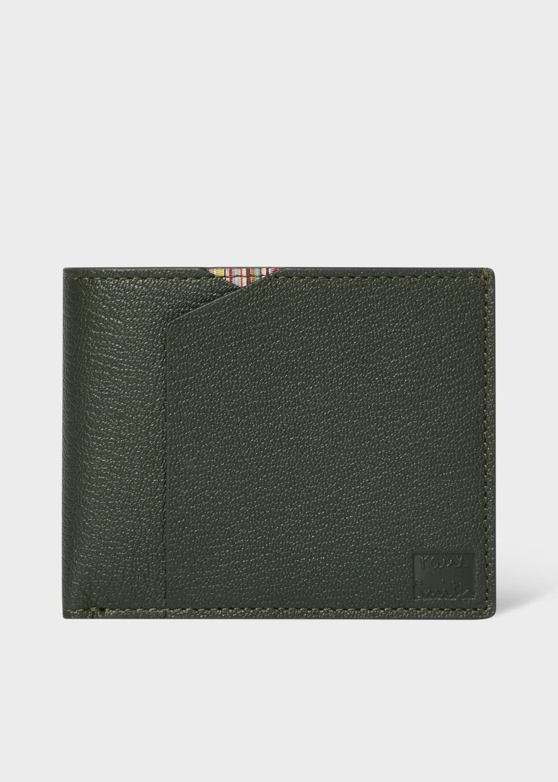 Dark Green Grained Leather Compact Billfold Wallet>Paul Smith Shop