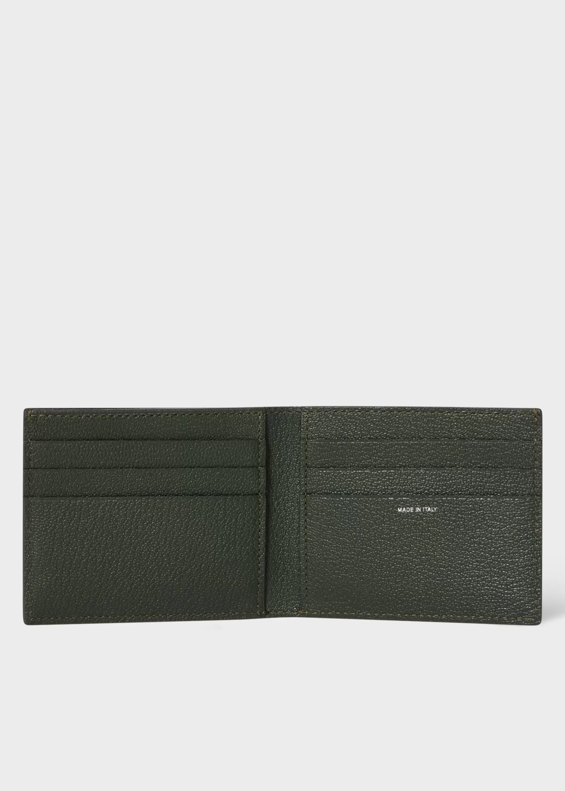 Dark Green Grained Leather Compact Billfold Wallet>Paul Smith Shop