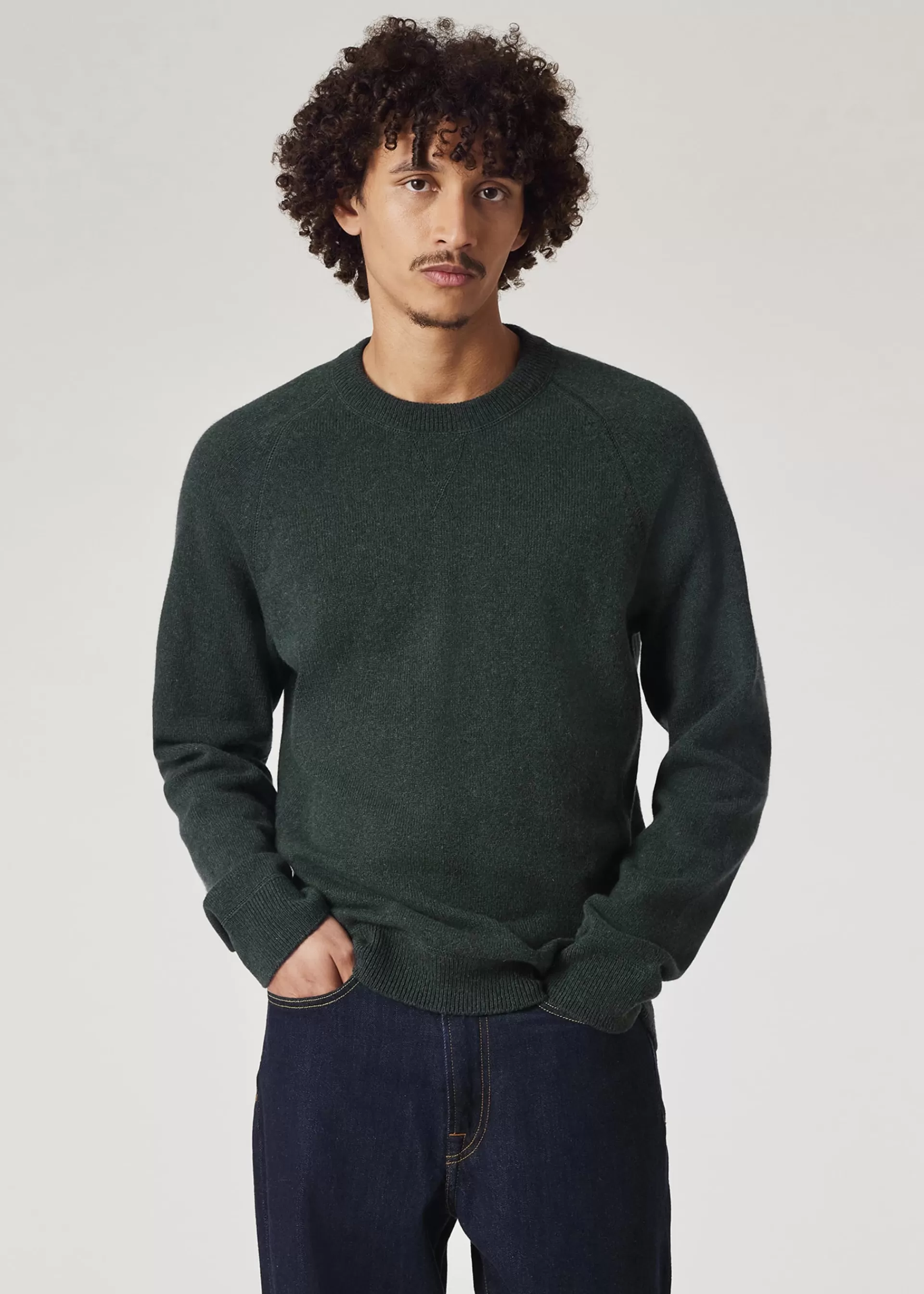 Dark Green Merino Wool Raglan Sweater>Paul Smith New