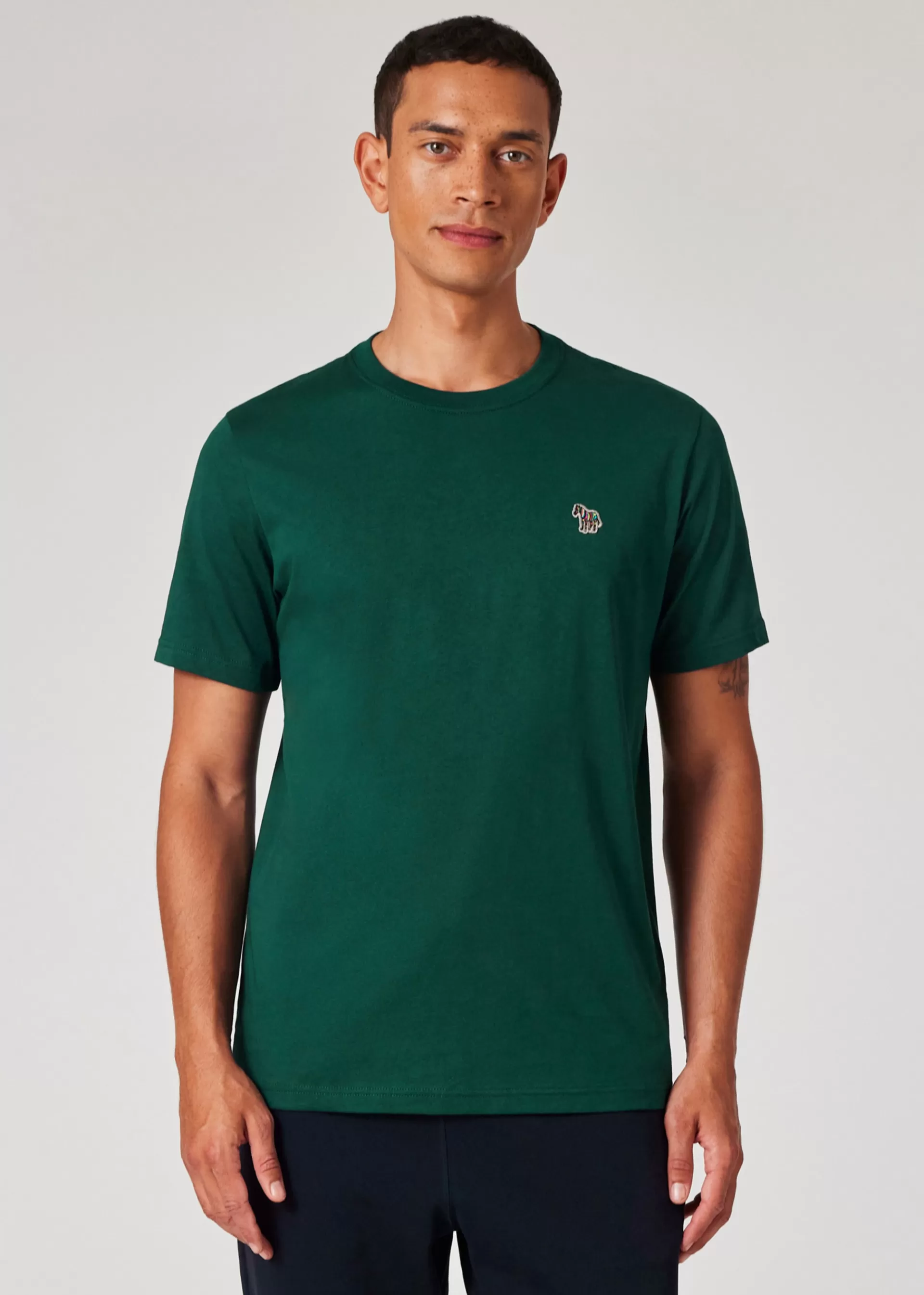 Dark Green Organic Cotton Zebra Logo T-Shirt>Paul Smith Clearance