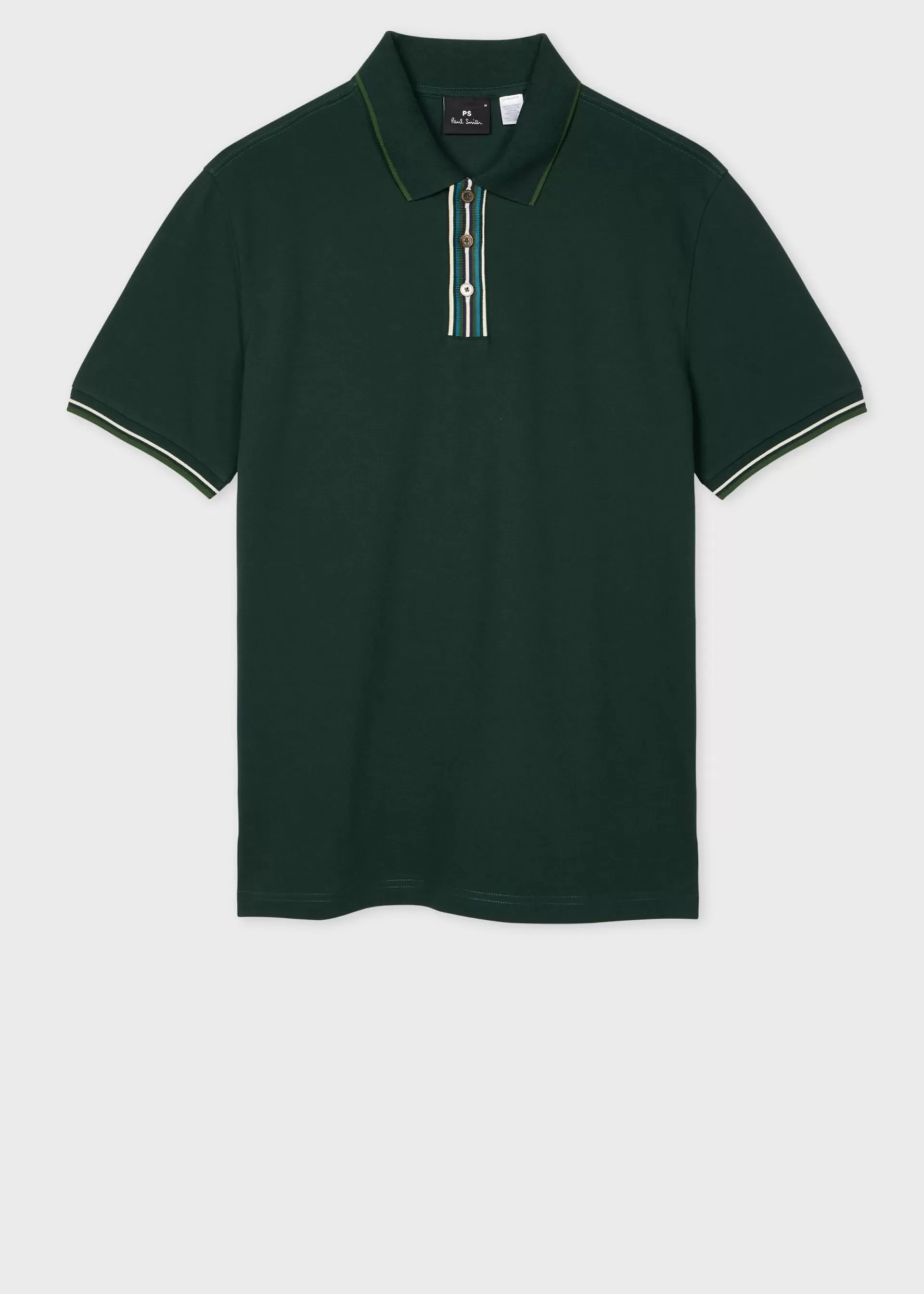 Dark Green Polo Shirt With Stripe Tipping>Paul Smith Clearance