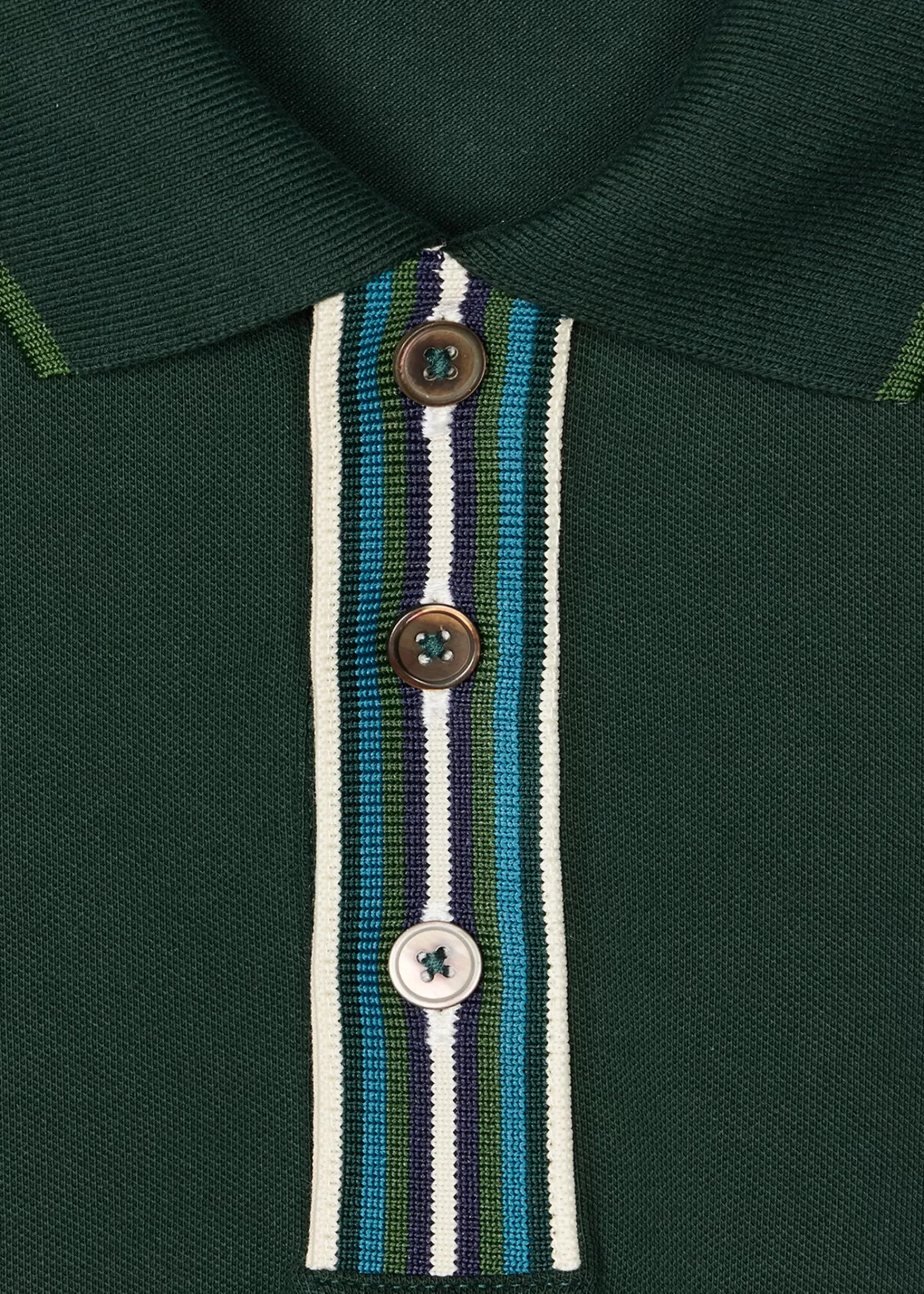 Dark Green Polo Shirt With Stripe Tipping>Paul Smith Clearance