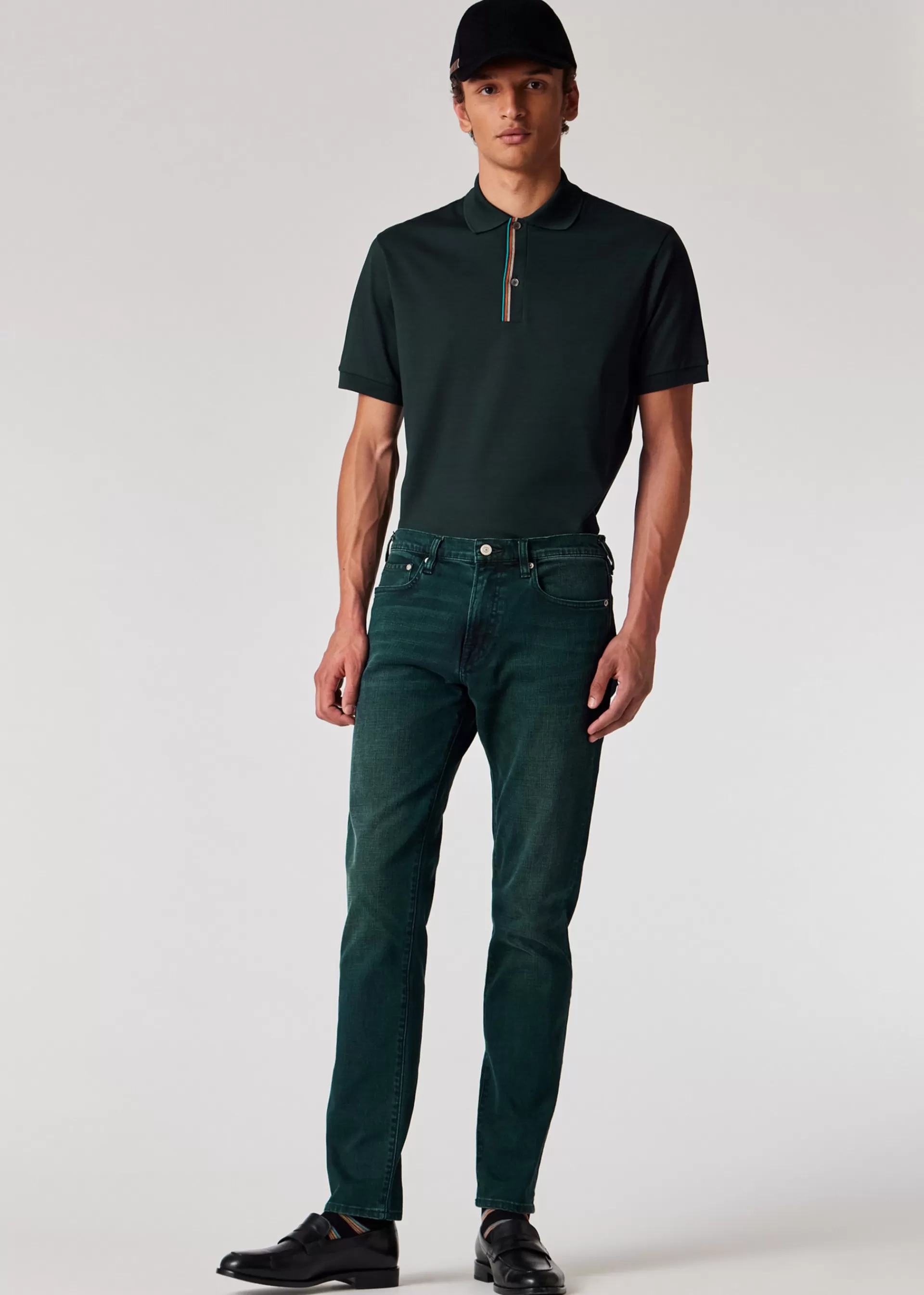 Dark Green 'Signature Stripe' Trim Polo Shirt>Paul Smith Flash Sale