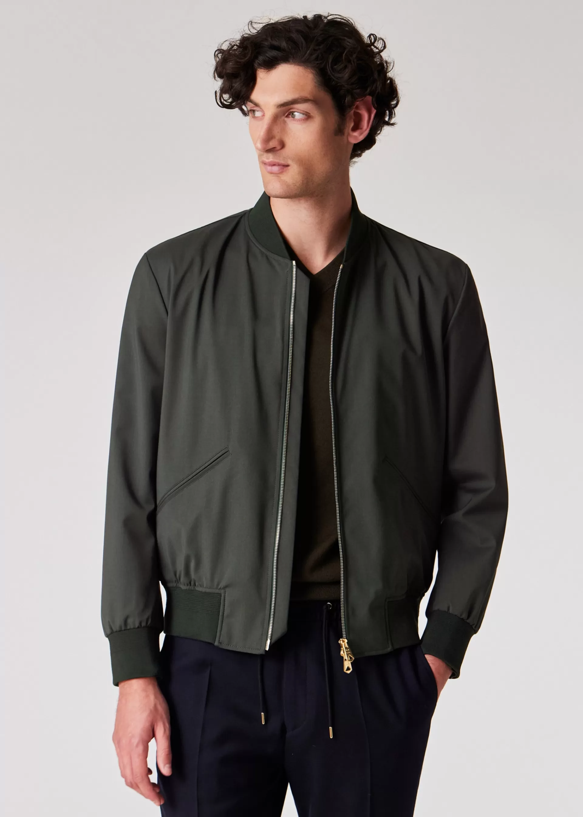 Dark Green 'Storm System' Wool Bomber Jacket>Paul Smith Outlet