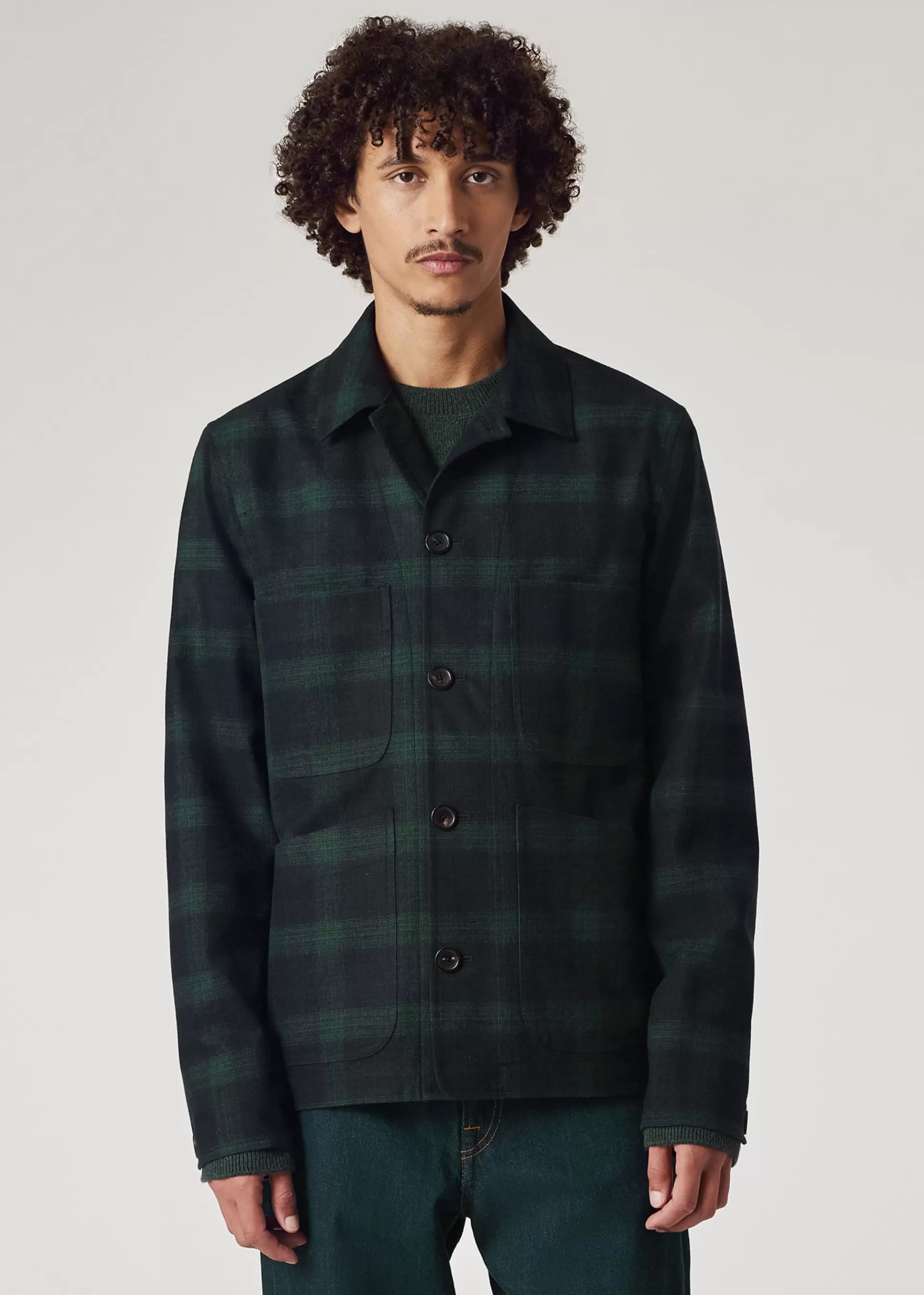 Dark Green Wool-Blend Check Water-Resistant Work Jacket>Paul Smith Best Sale