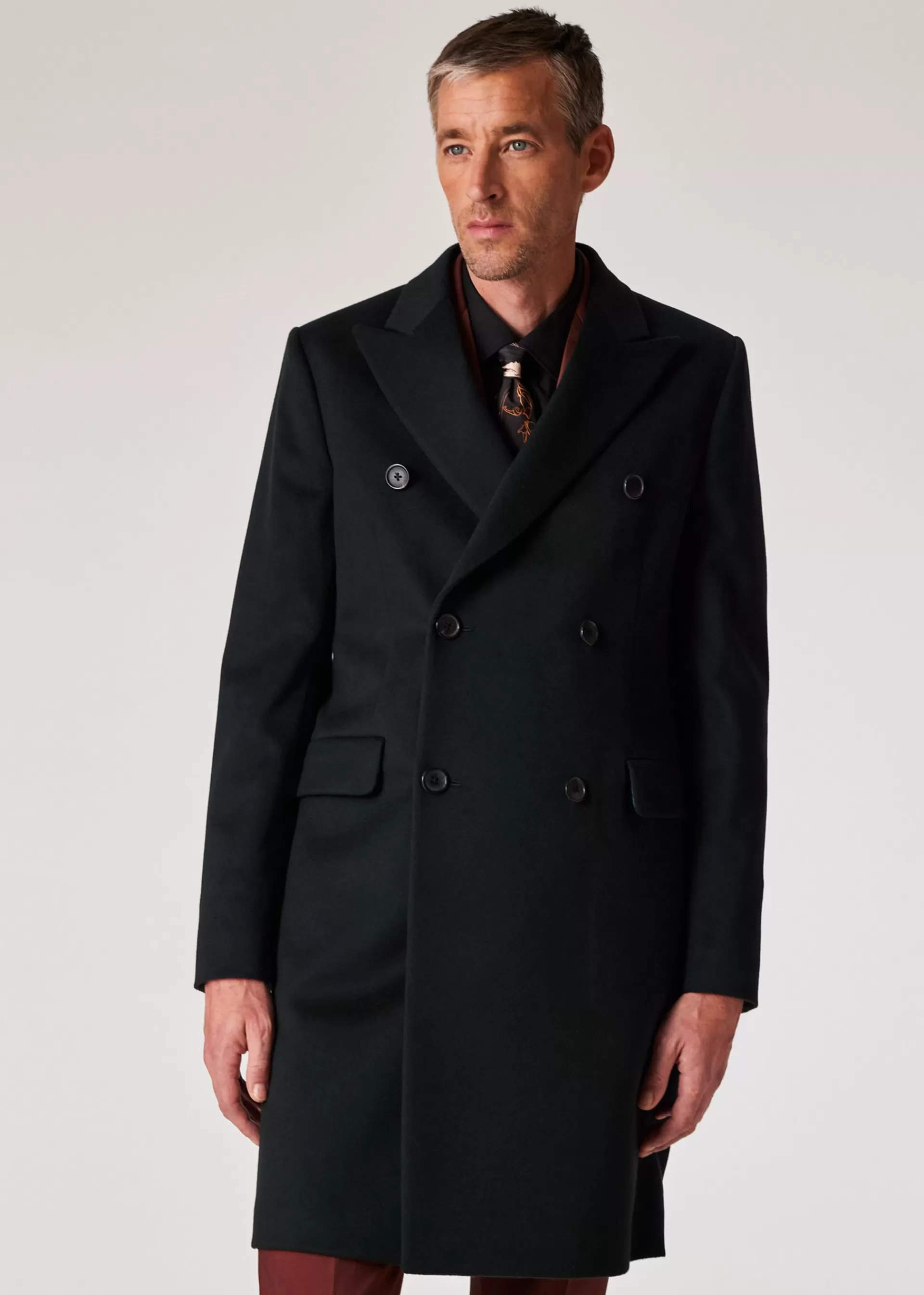 Dark Green Wool-Cashmere Blend Double Breasted Overcoat>Paul Smith Clearance