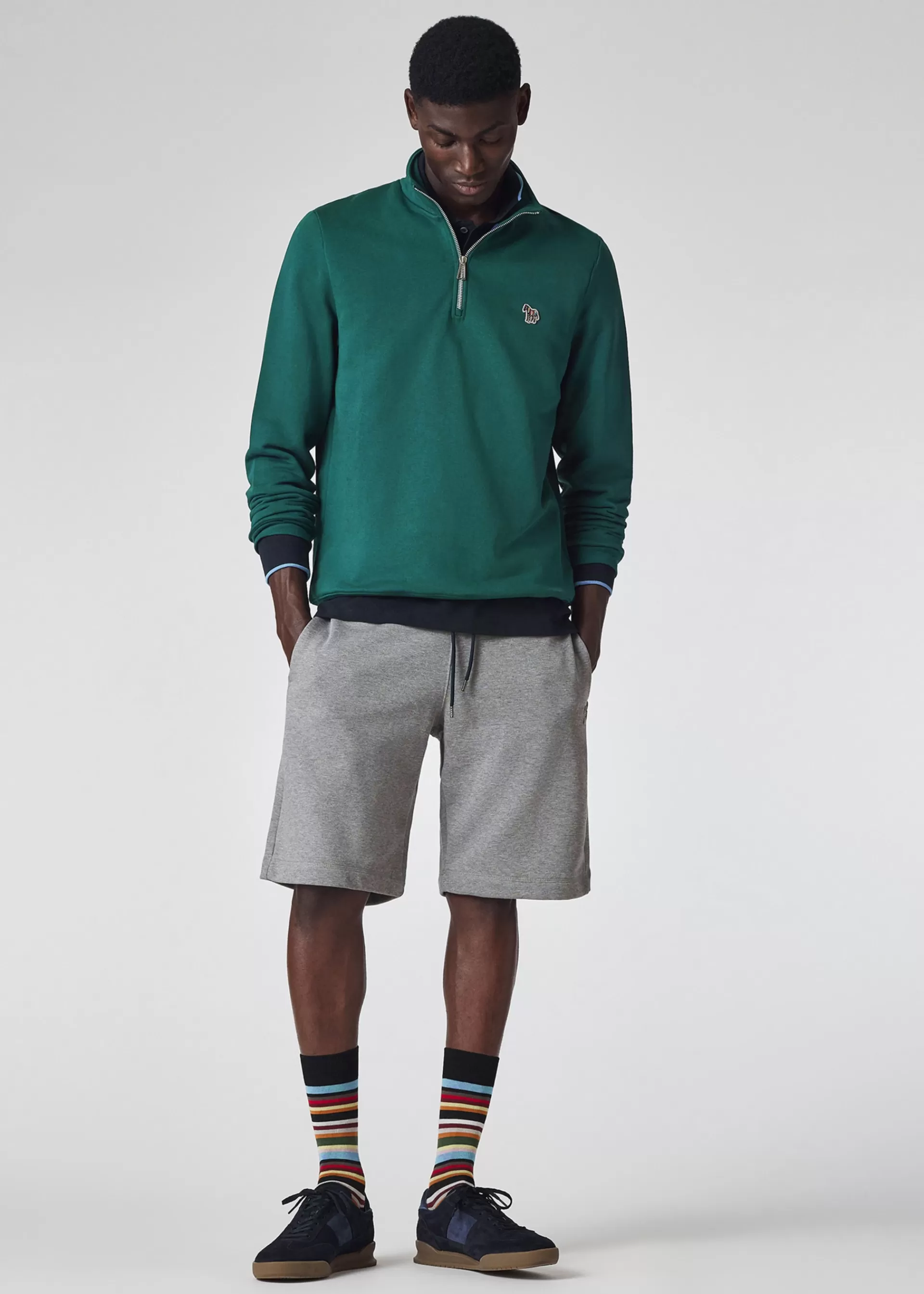 Dark Green Zebra Logo Zip-Neck Sweatshirt>Paul Smith Clearance