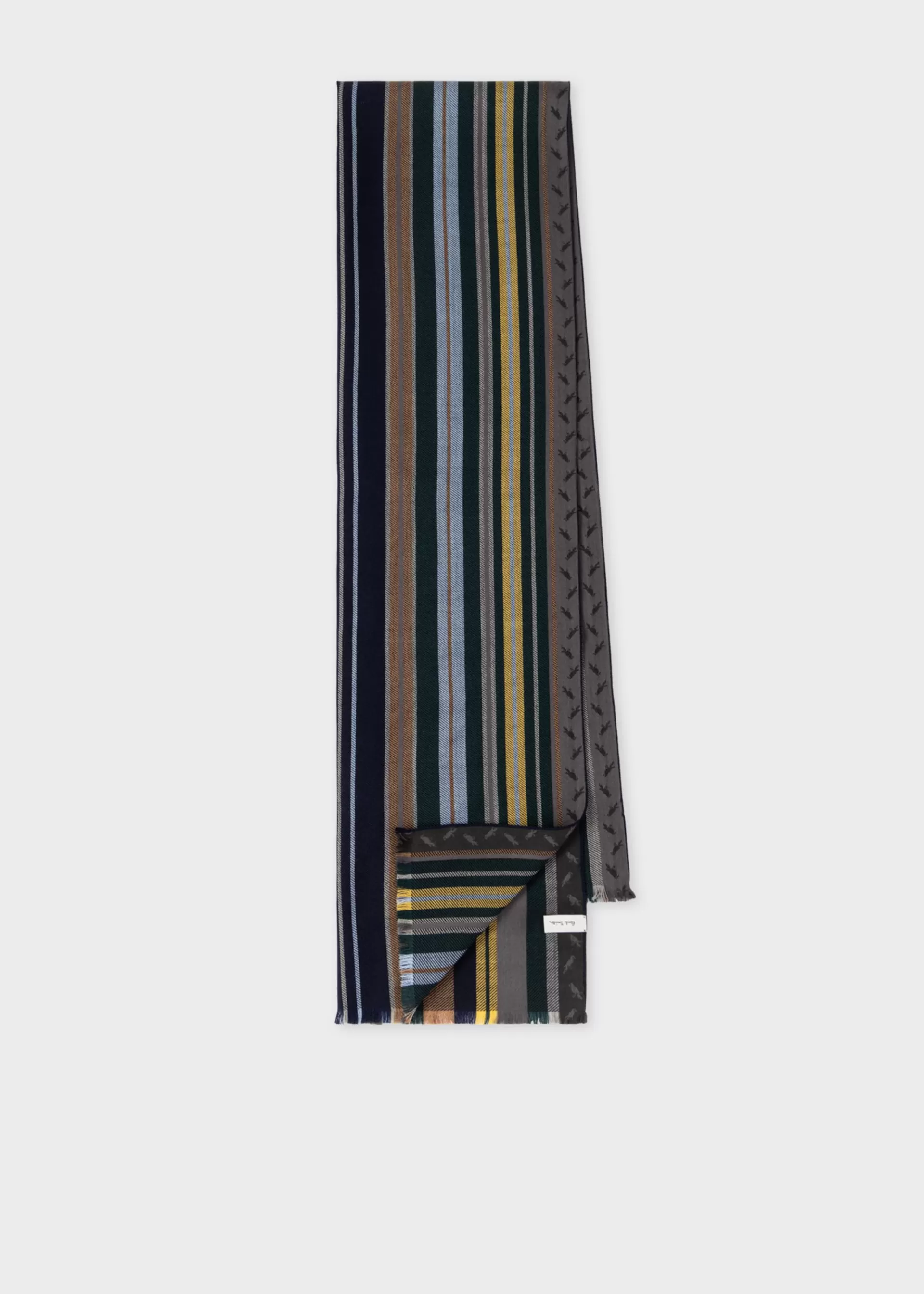 Dark Grey Virgin Wool-Blend 'City Stripe' Scarf>Paul Smith Cheap
