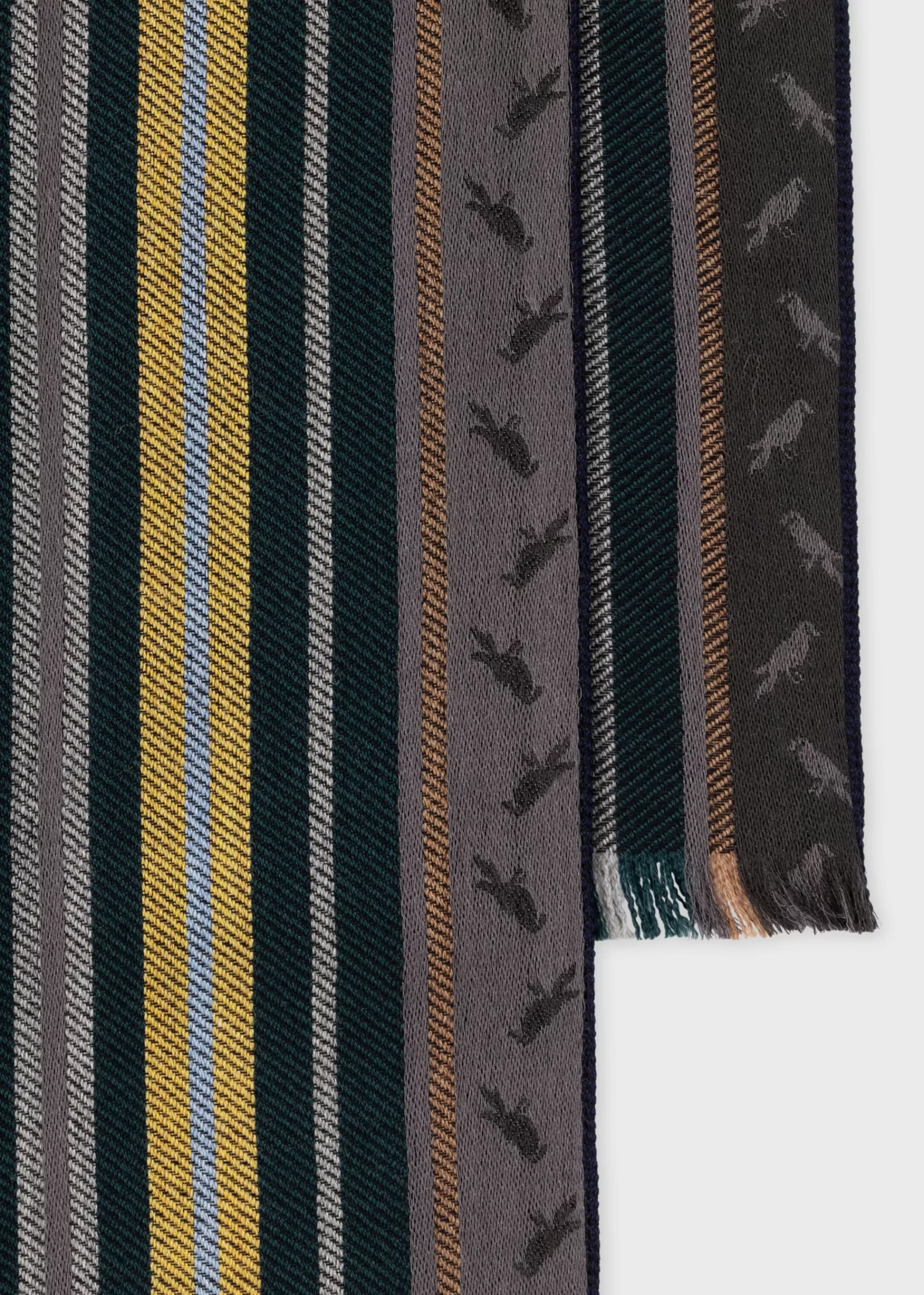 Dark Grey Virgin Wool-Blend 'City Stripe' Scarf>Paul Smith Cheap