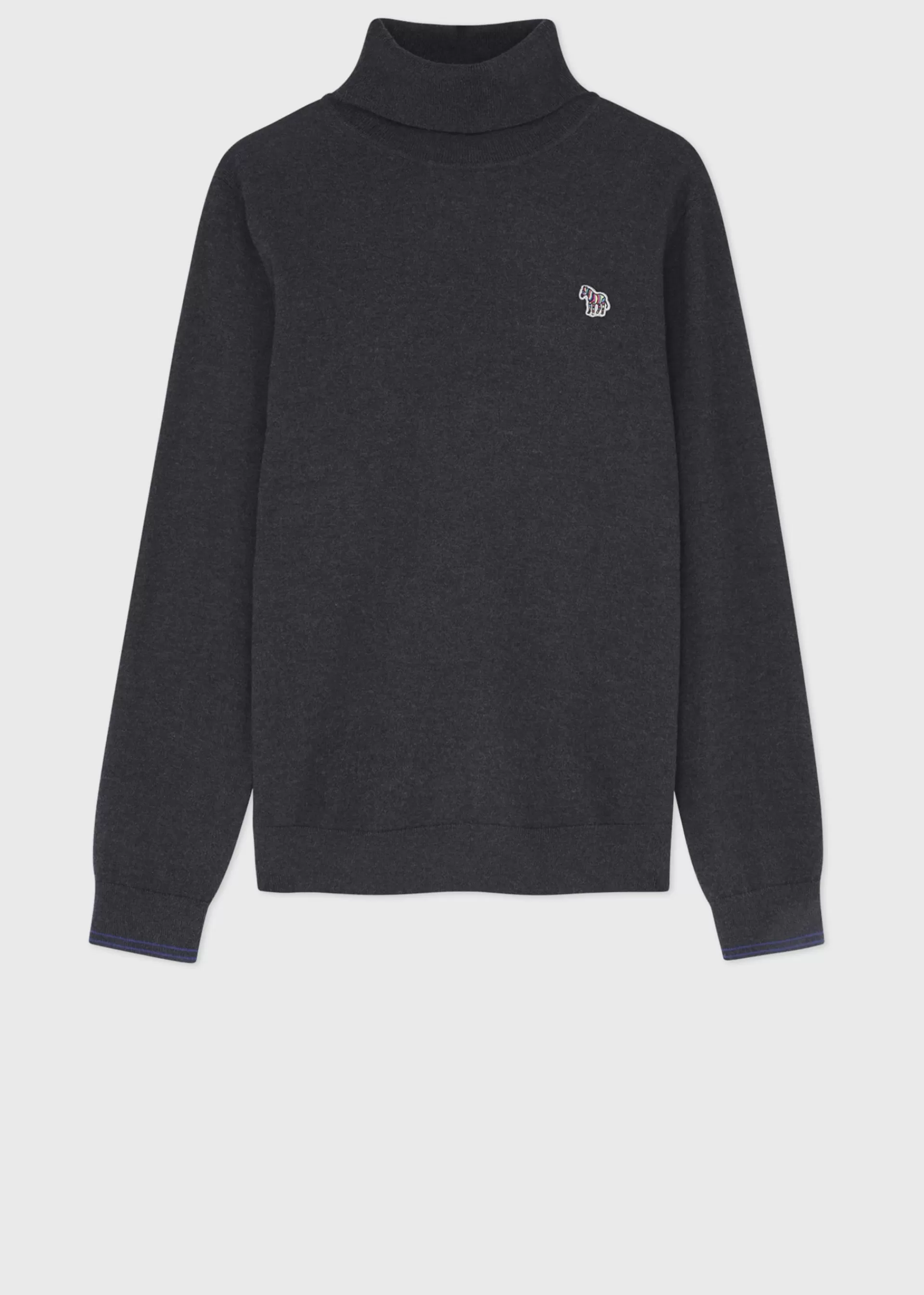 Dark Grey 'Zebra' Cotton-Blend Roll Neck Sweater>Paul Smith Hot