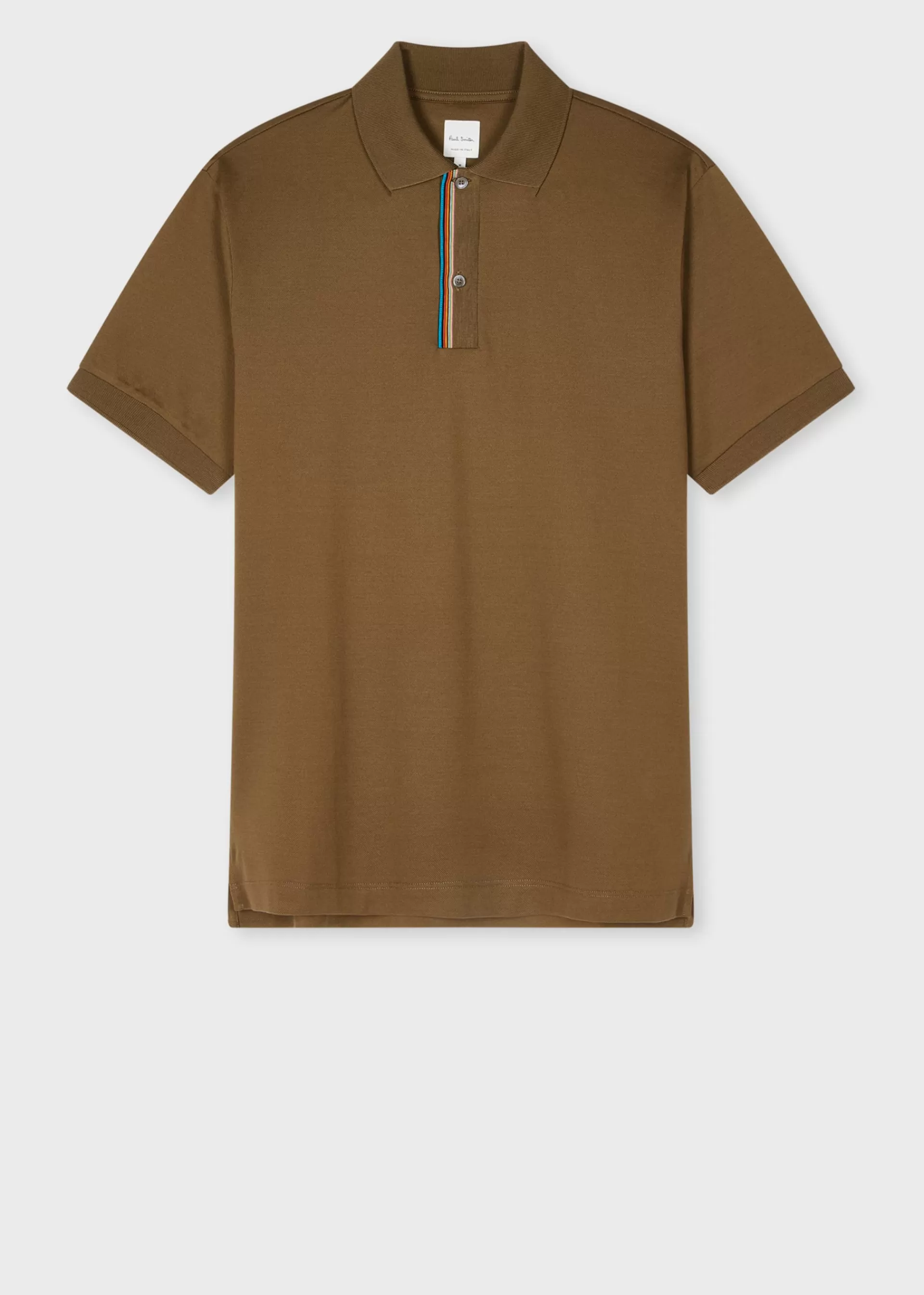 Dark Khaki 'Signature Stripe' Trim Polo Shirt>Paul Smith Cheap