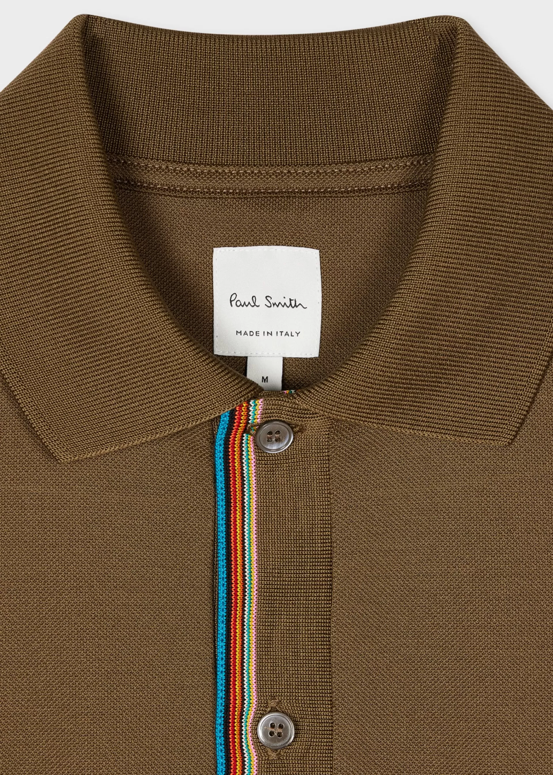 Dark Khaki 'Signature Stripe' Trim Polo Shirt>Paul Smith Cheap