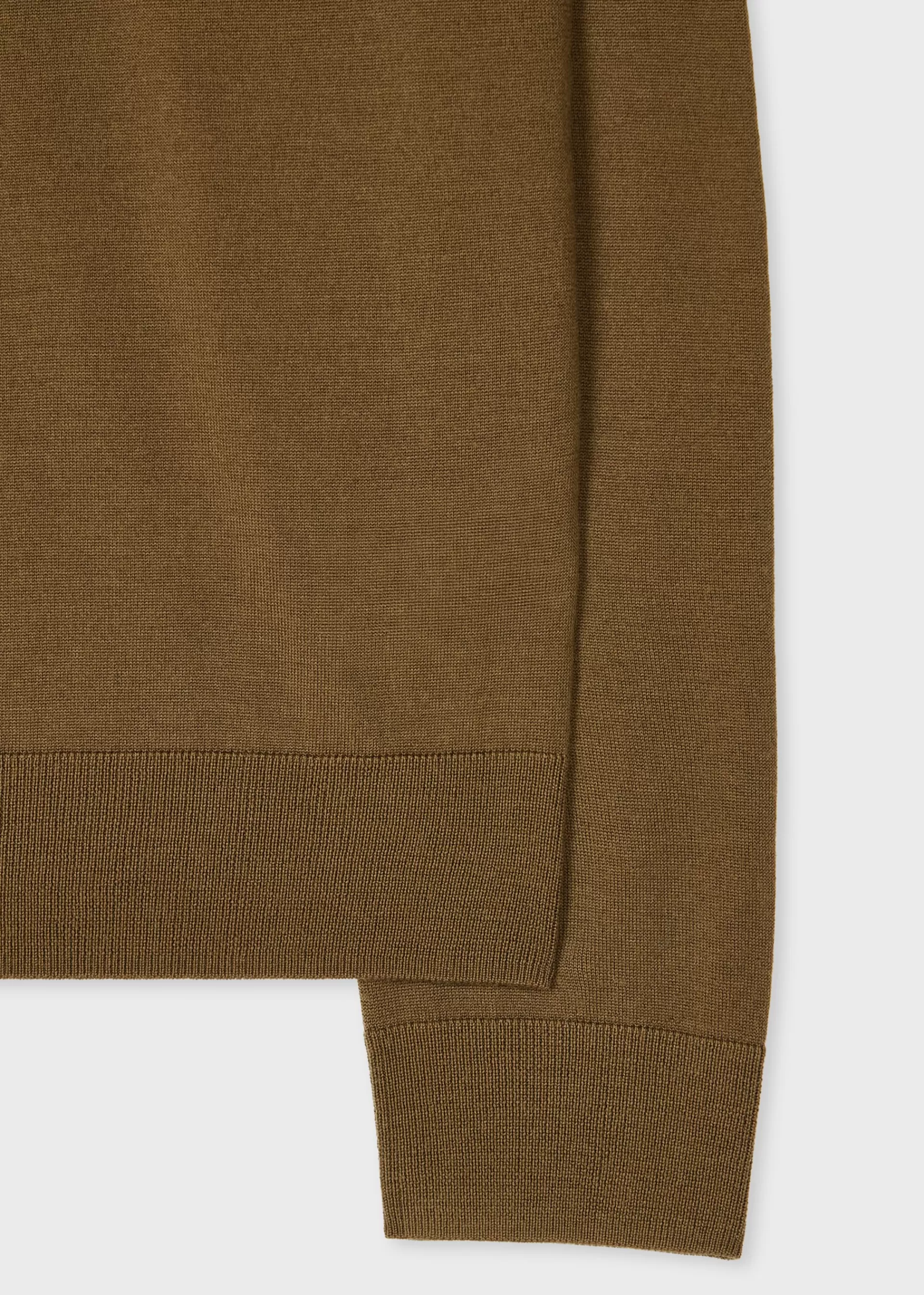 Dark Khaki 'Signature Stripe' Zip Trim Washable Wool Polo Shirt>Paul Smith Cheap