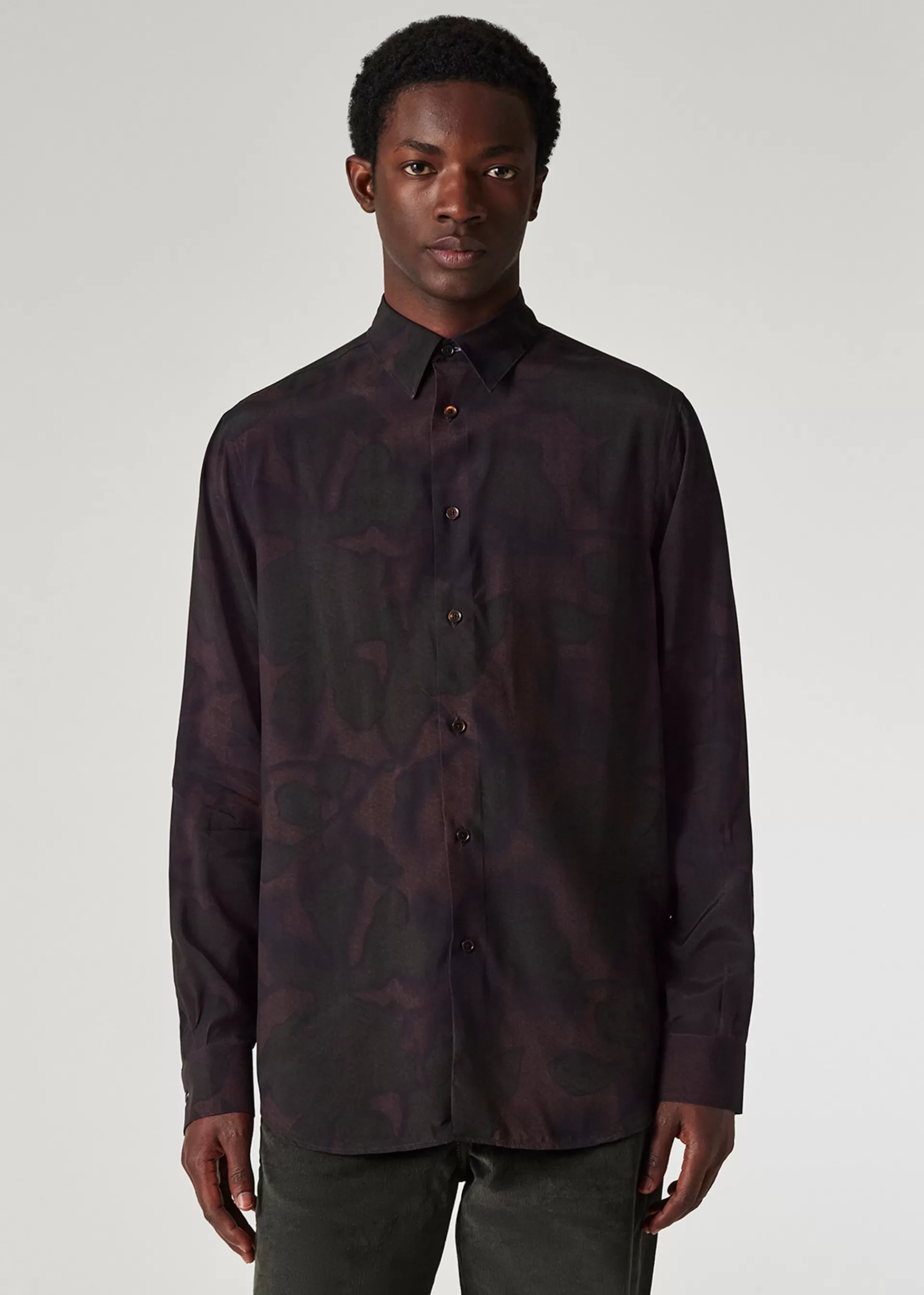 Dark Mauve 'Photogram Leaves' Viscose Shirt>Paul Smith Flash Sale