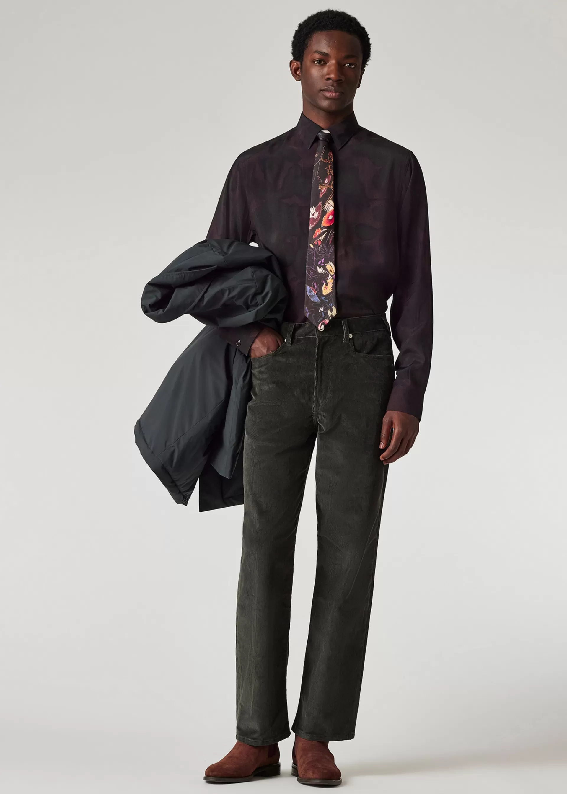 Dark Mauve 'Photogram Leaves' Viscose Shirt>Paul Smith Flash Sale