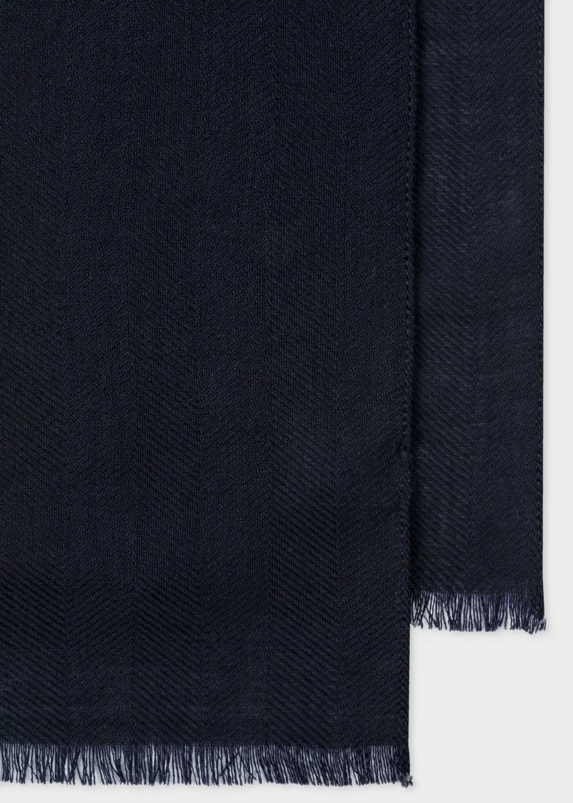 Dark Navy 'Artist Stripe' Band Herringbone Wool-Blend Scarf>Paul Smith Best