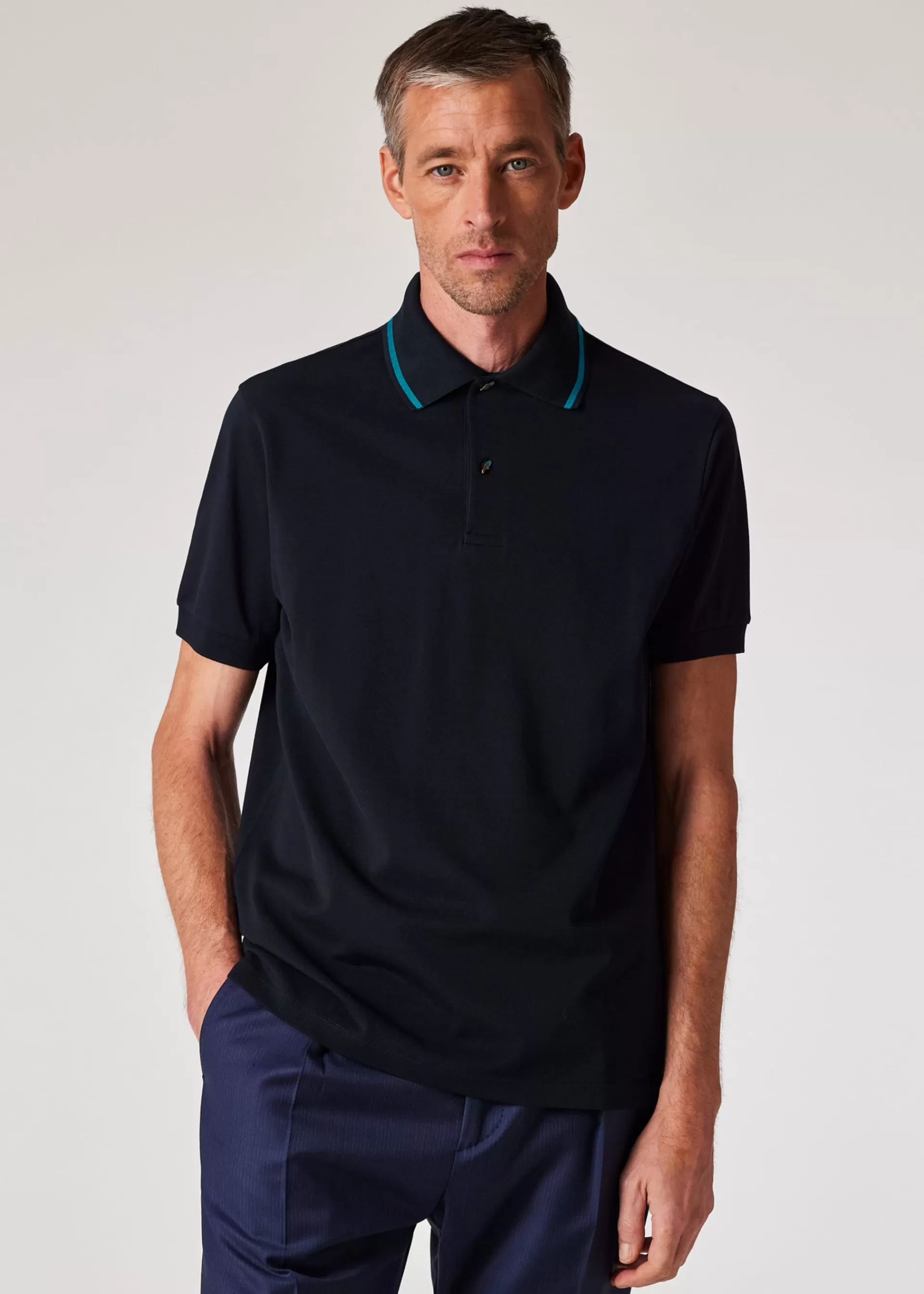 Dark Navy 'Bird' Charm Button Polo Shirt>Paul Smith Discount