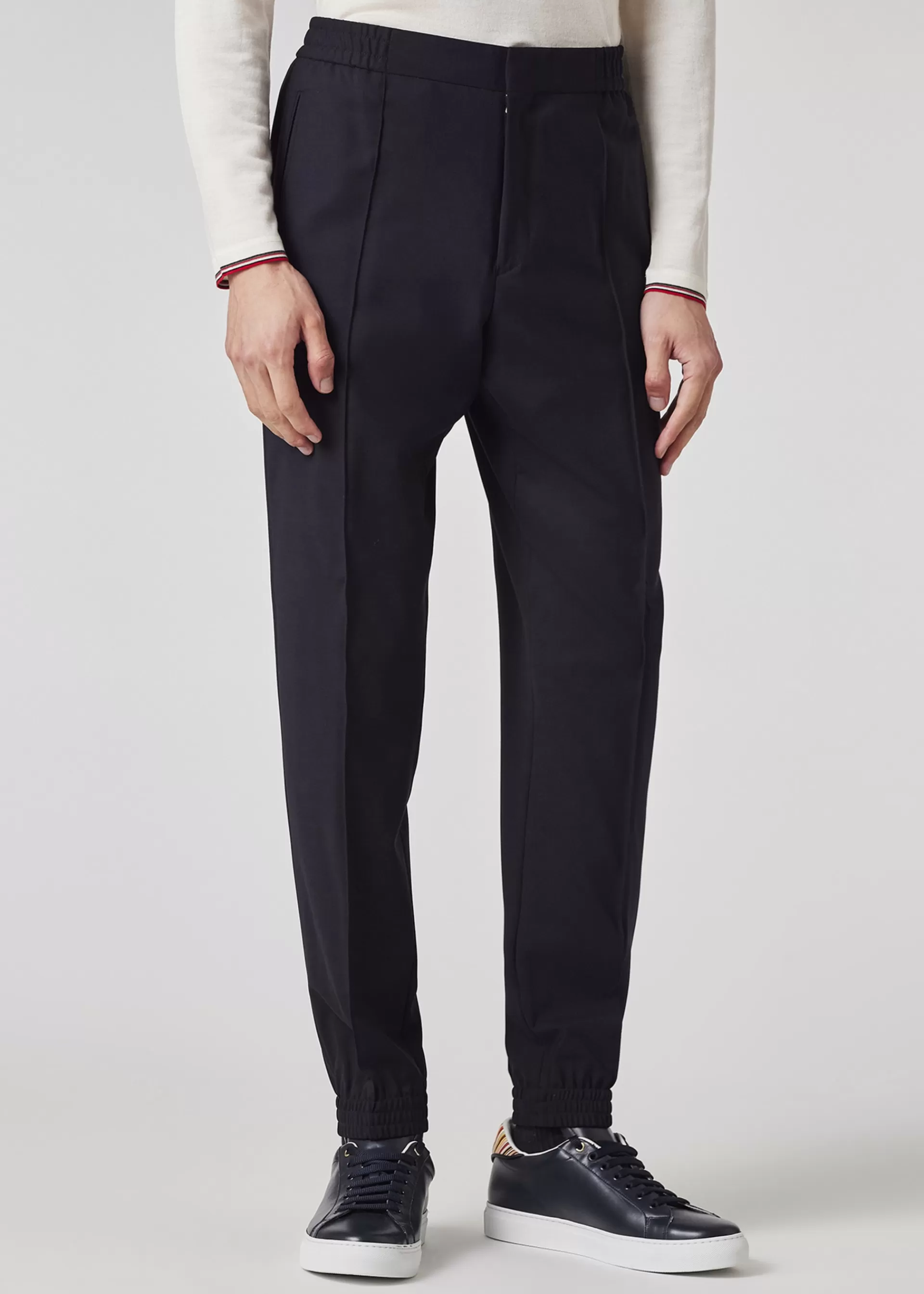 Dark Navy Bi-Stretch Wool Cuffed Pants>Paul Smith Shop