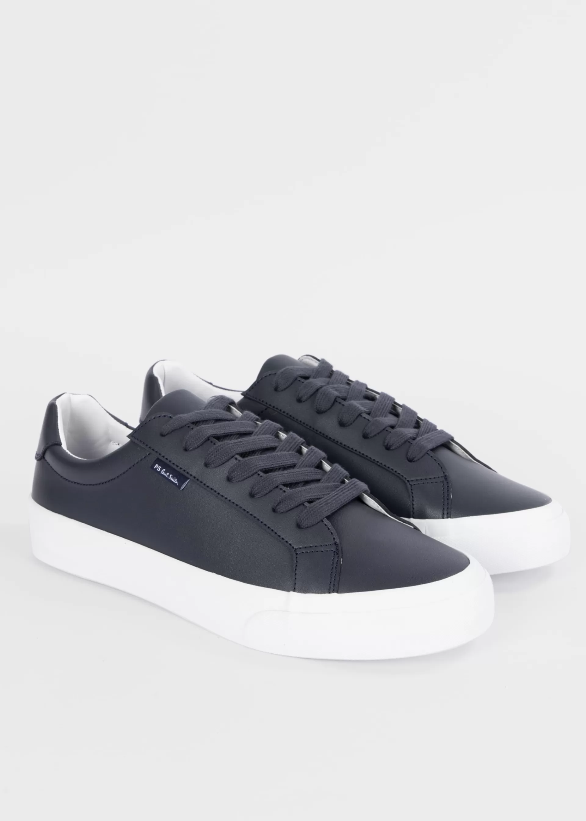 Dark Navy Coated Leather 'Amos' Trainers>Paul Smith Discount