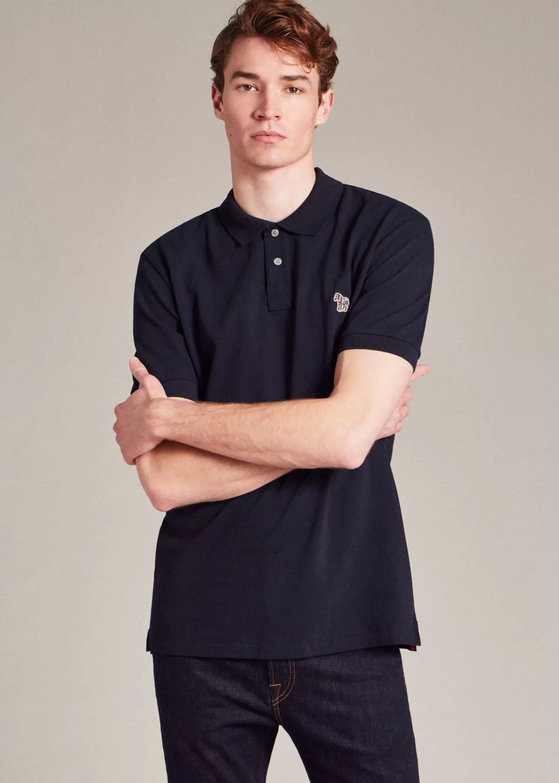 Dark Navy Cotton-Piqué Zebra Logo Polo Shirt>Paul Smith Discount
