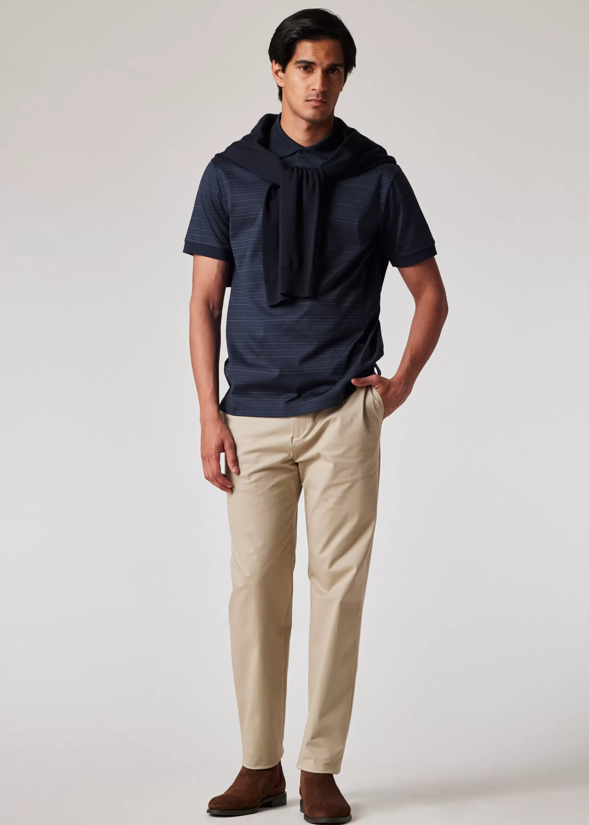 Dark Dot-Stripe Cotton Polo Shirt>Paul Smith Shop