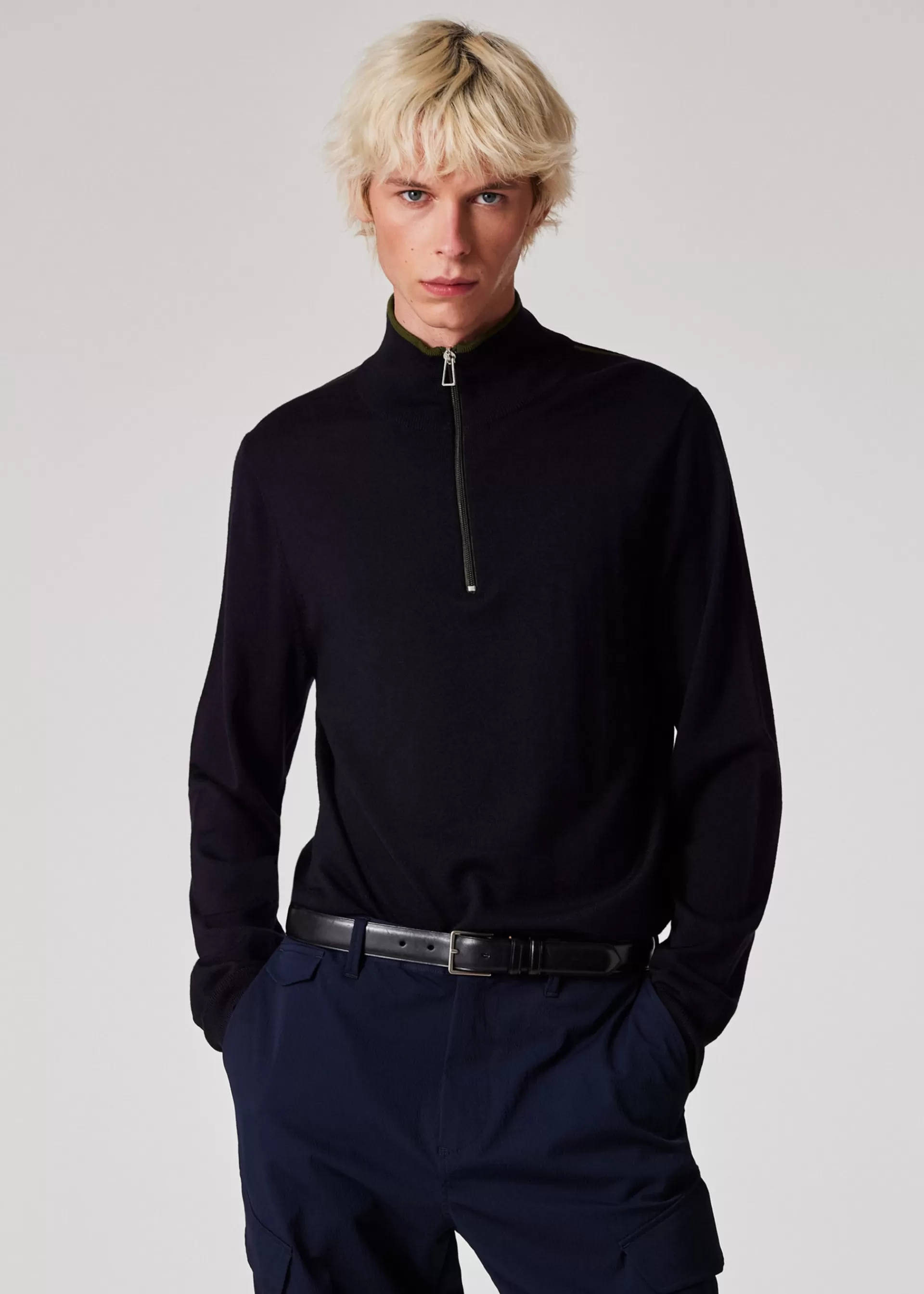 Dark Navy Merino Wool Half-Zip Sweater>Paul Smith Best Sale