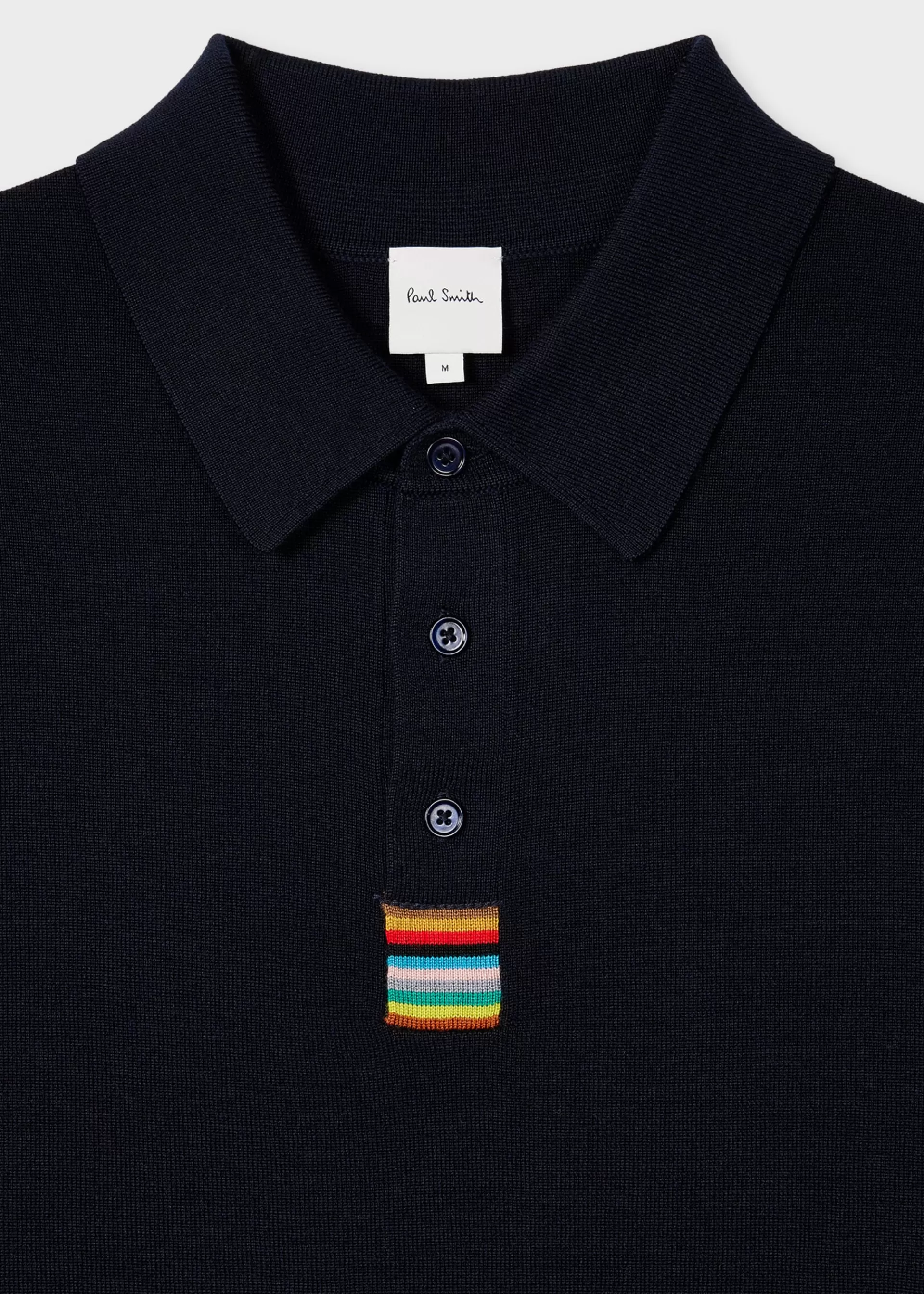 Dark Navy Merino Wool Long-Sleeve Polo Shirt>Paul Smith Cheap